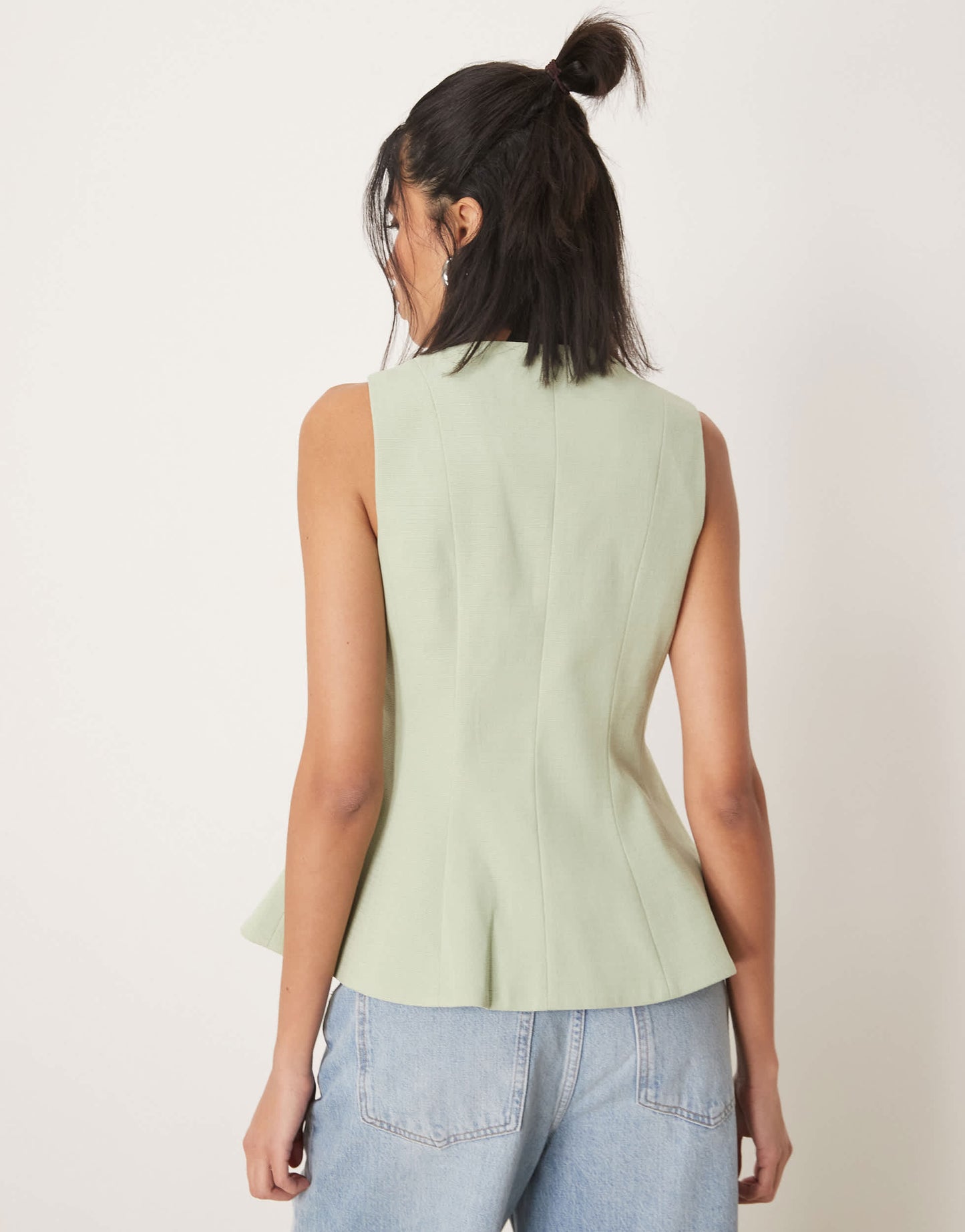 ASOS DESIGN peplum waistcoat in pistachio