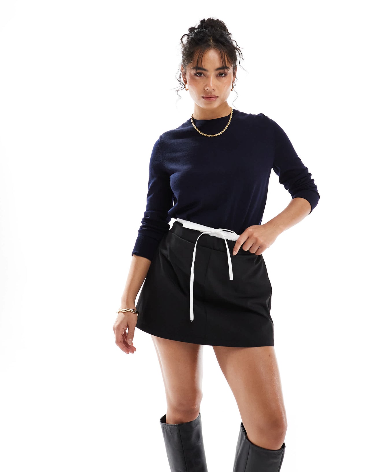 ASOS DESIGN double waistband detail tailored mini skirt