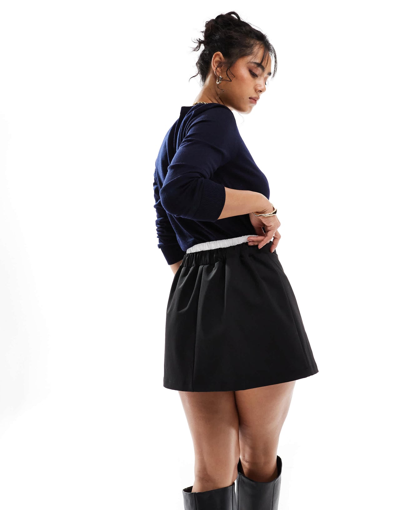 ASOS DESIGN double waistband detail tailored mini skirt