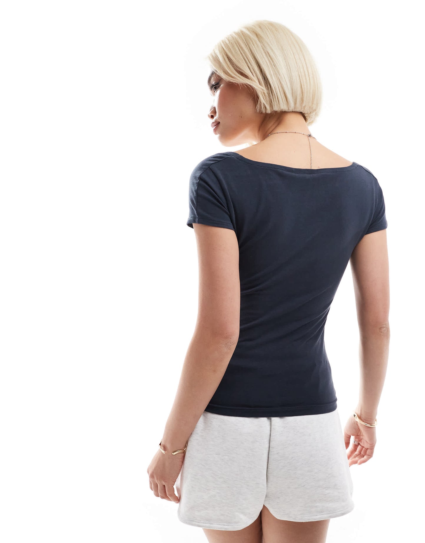 Daisy Street square neck jersey top in charcoal