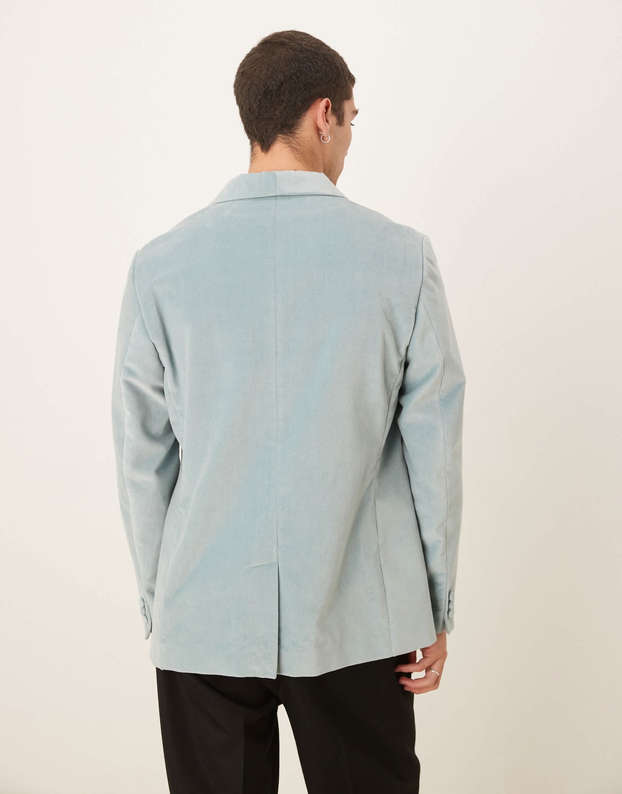 ASOS DESIGN cotton velvet summer weight slim blazer in dusty blue