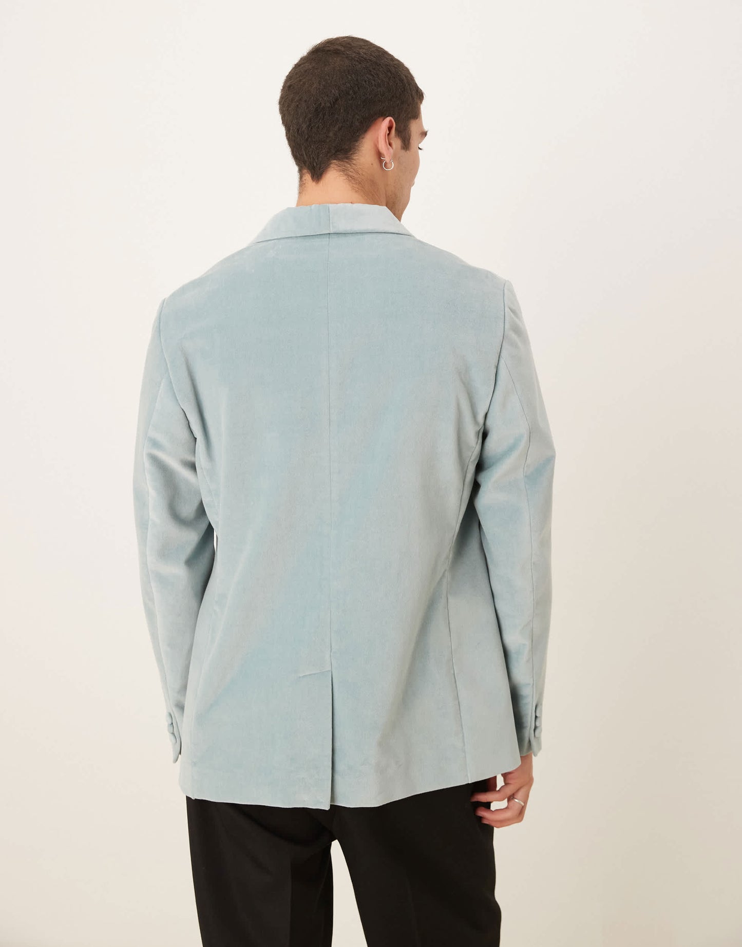 ASOS DESIGN cotton velvet summer weight slim blazer in dusty blue