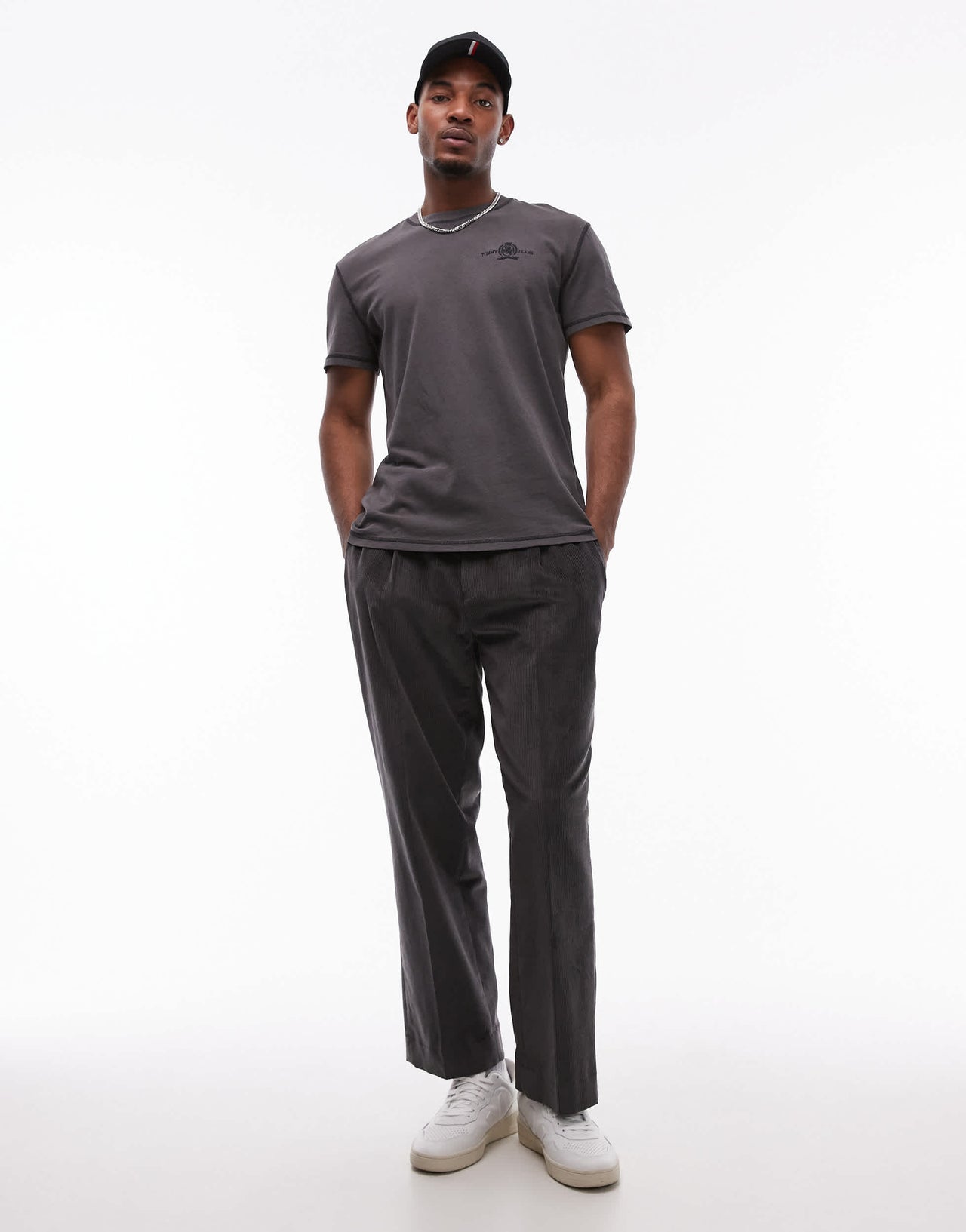 Tommy Jeans crest logo t-shirt in washed black