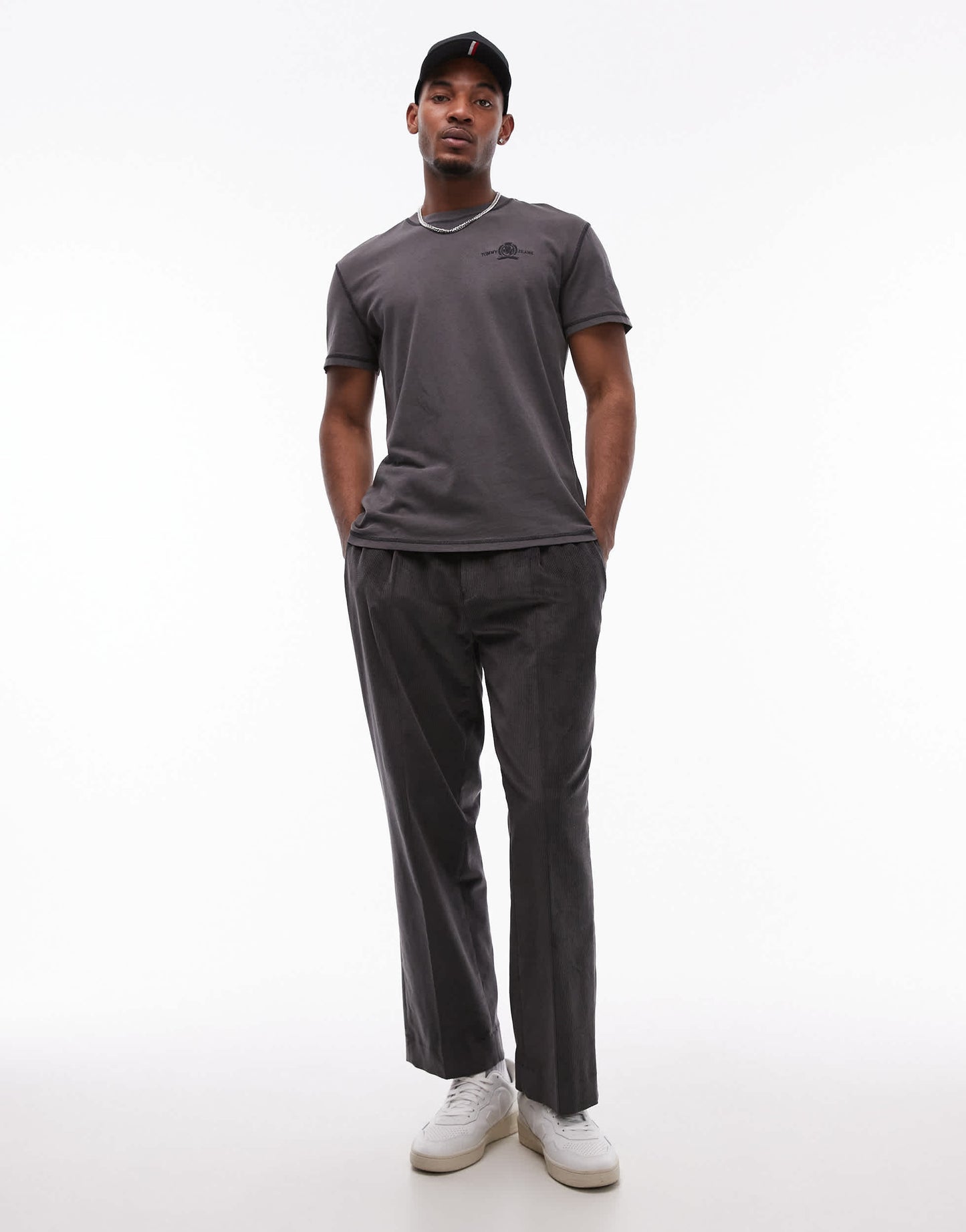 Tommy Jeans crest logo t-shirt in washed black