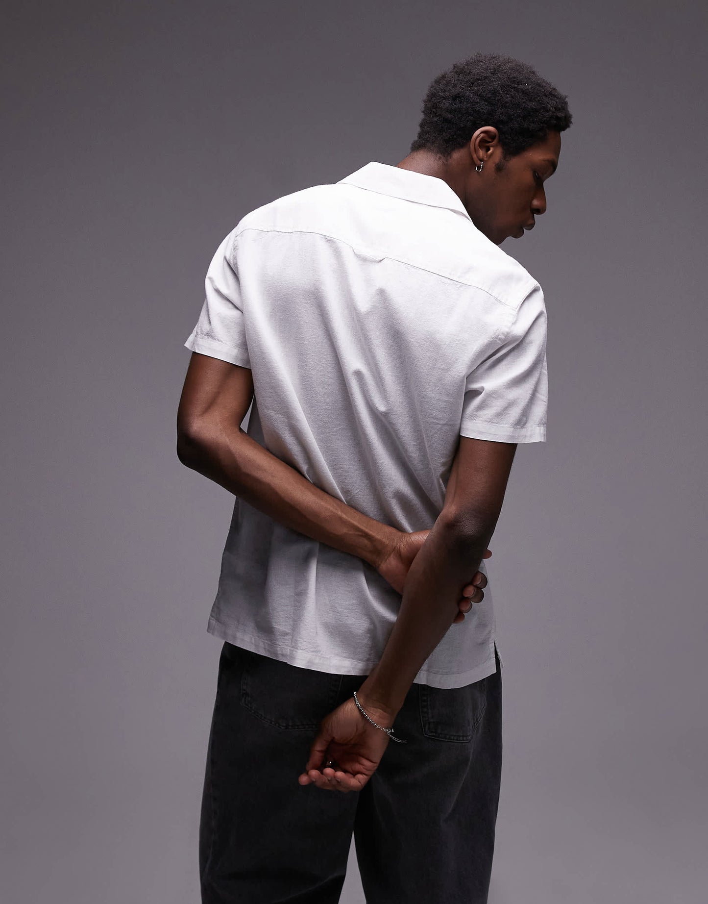 Tommy Jeans linen button shirt in off white