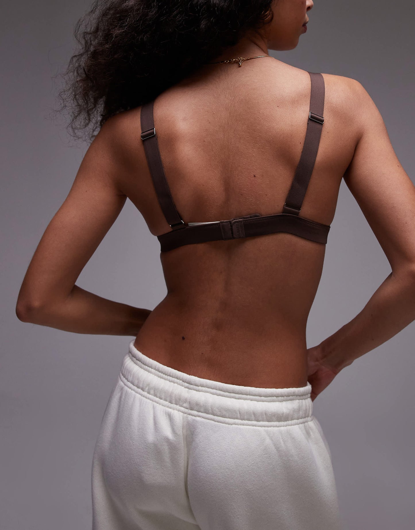 ARKET mix and match microfibre soft triangle bra in brown