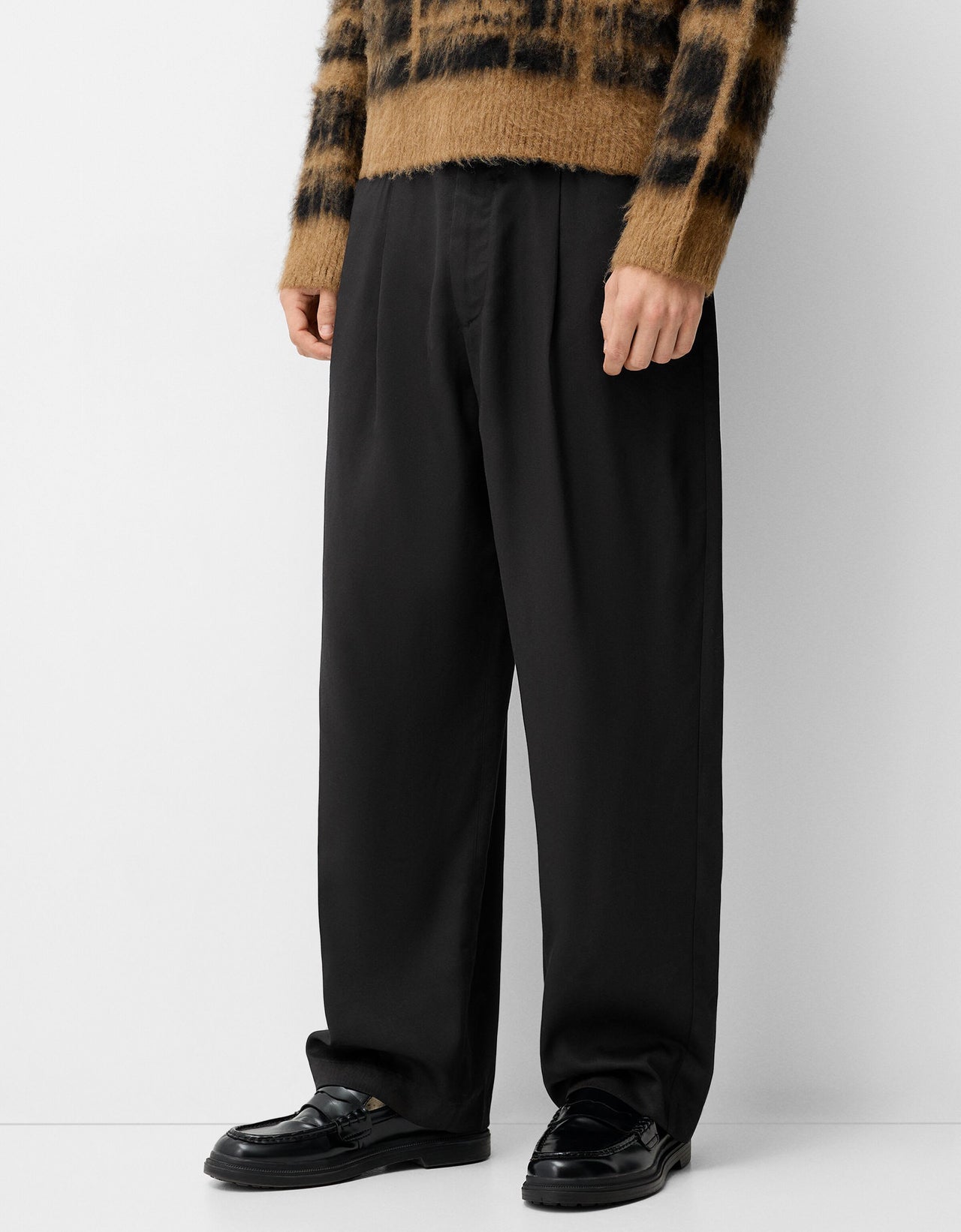 Bershka Collection tailored trouser in black