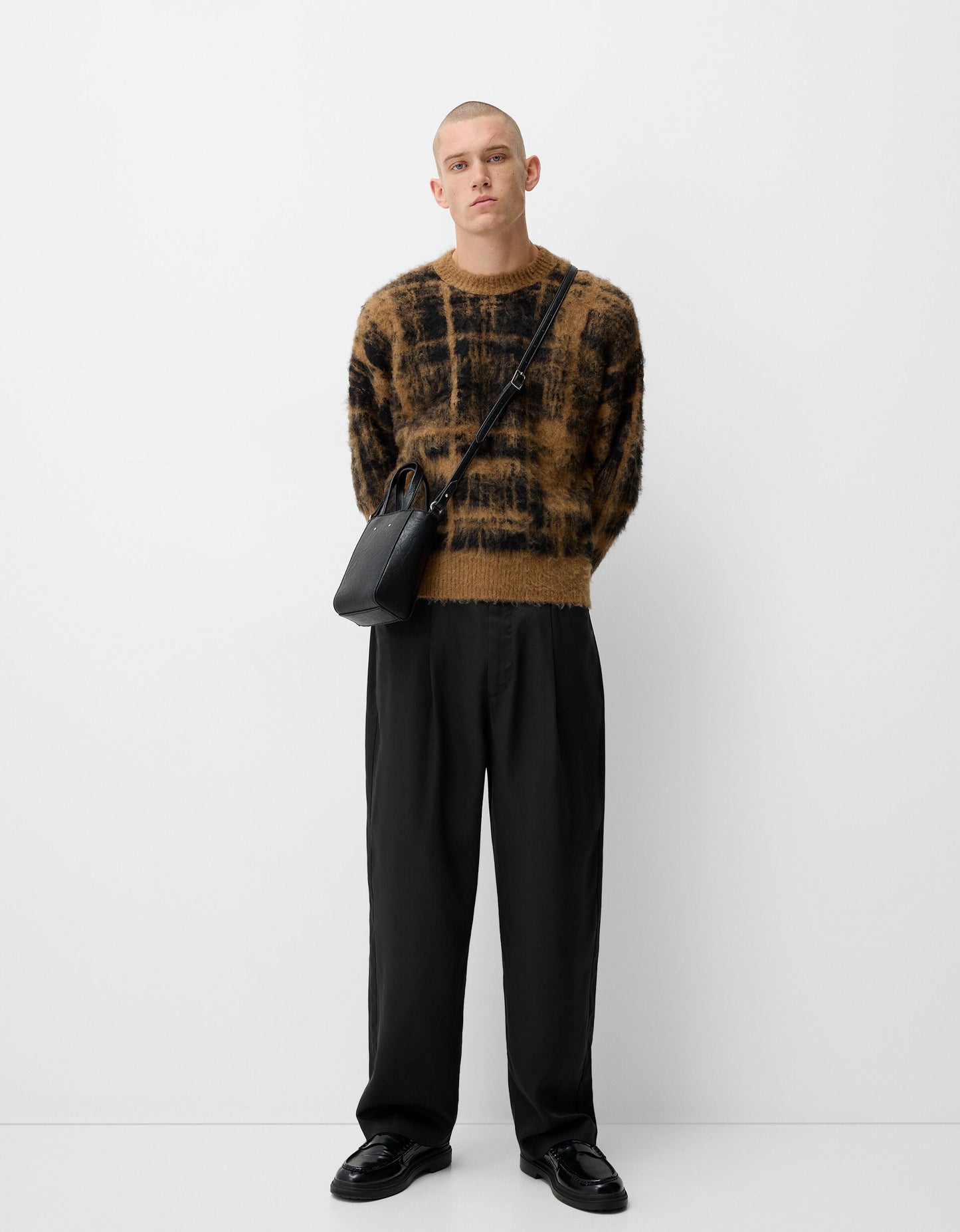 Bershka Collection tailored trouser in black