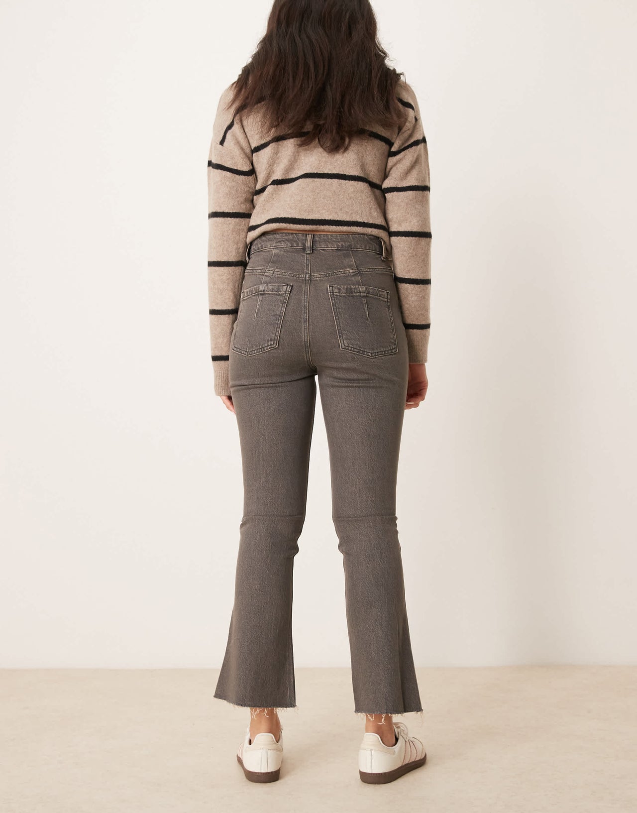 ASOS DESIGN cropped kick flare jean in brown overdye