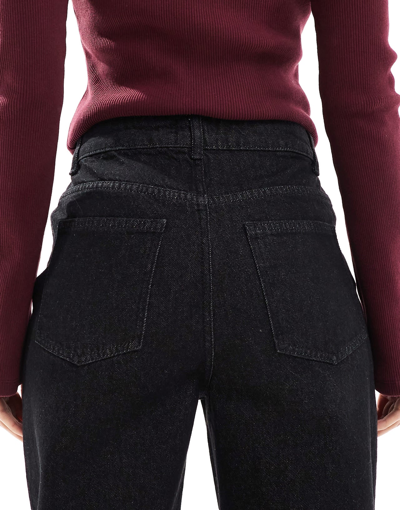 ASOS DESIGN mom jean with contrast stitching in black ecru