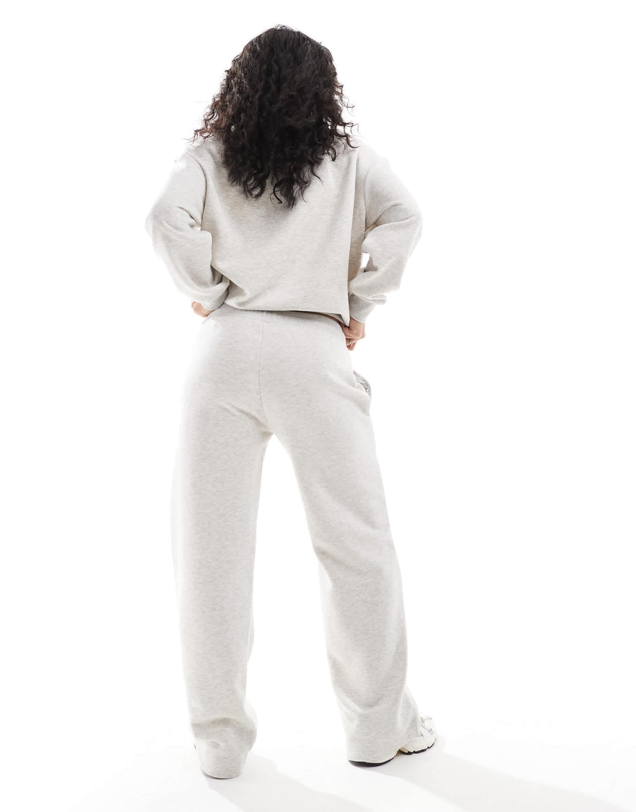 Pull&Bear 'Santa Monica' graphic wide leg jogger co-ord in grey marl