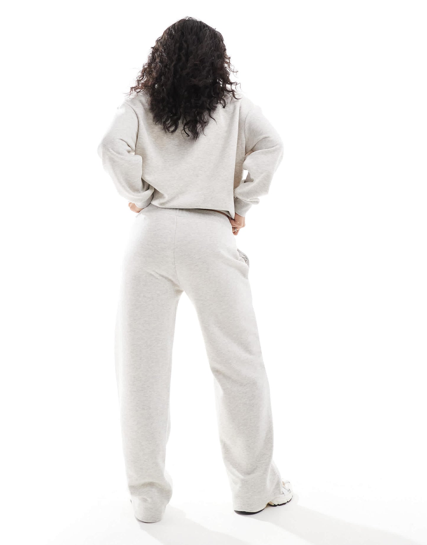 Pull&Bear 'Santa Monica' graphic wide leg jogger co-ord in grey marl