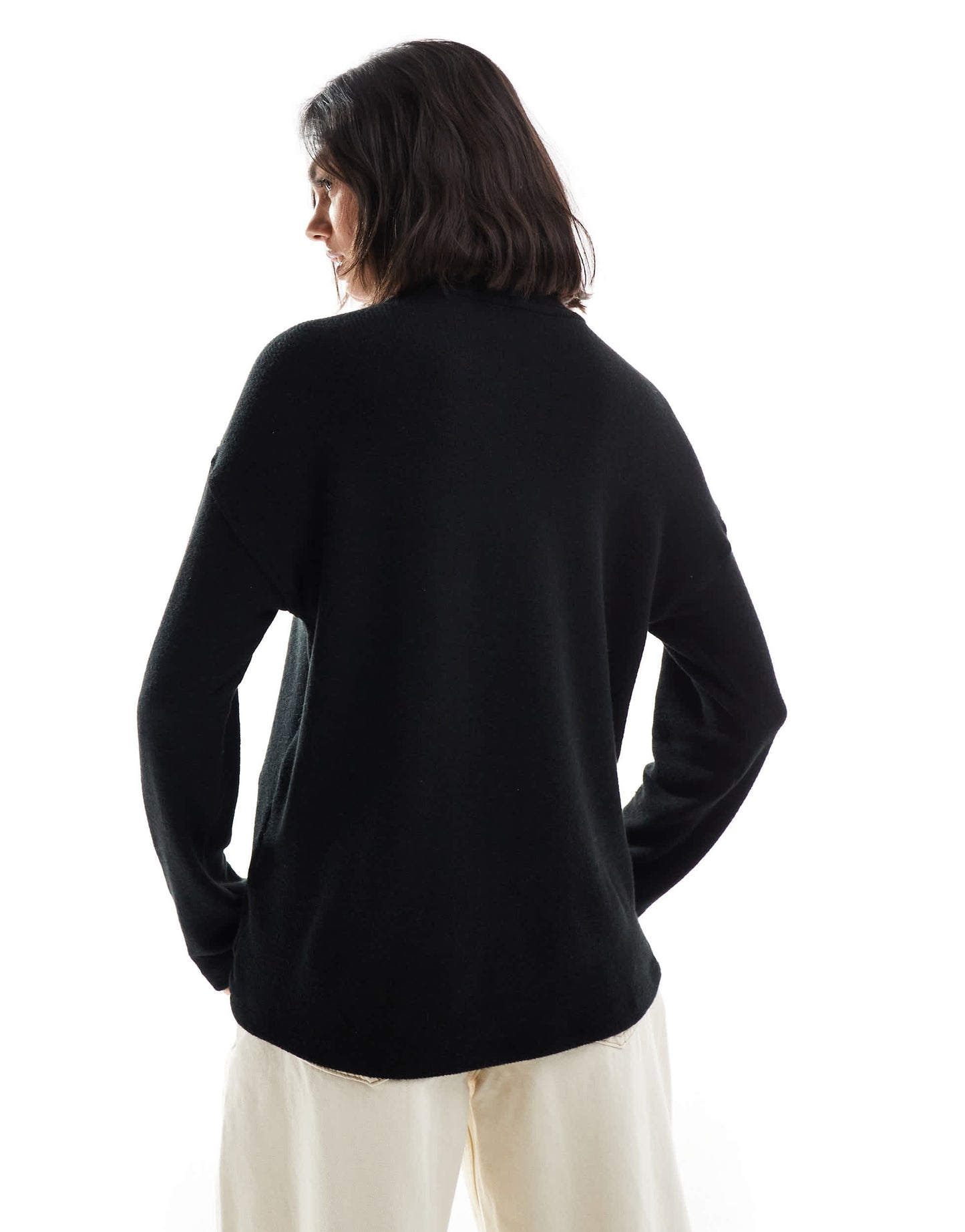 Pull&Bear soft touch long sleeve top co-ord in black