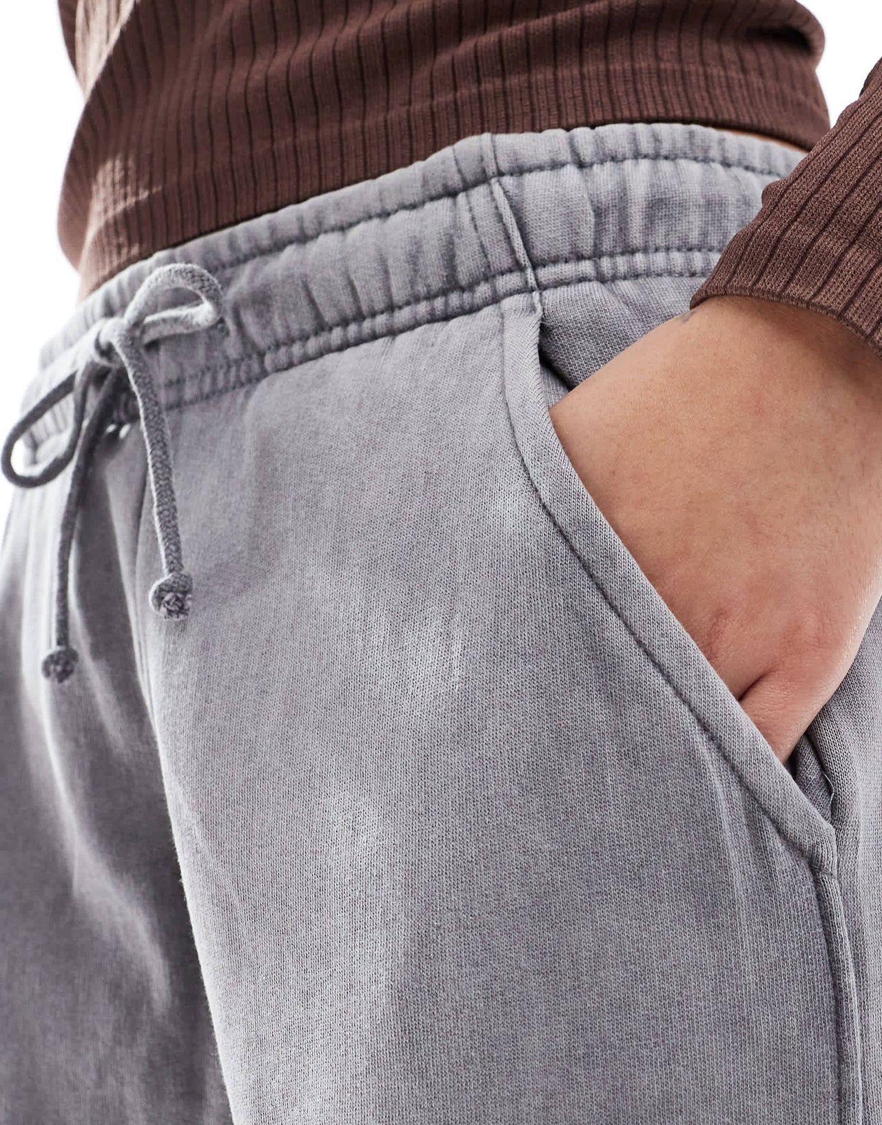 Pull&Bear wide leg jogger in acid washed grey
