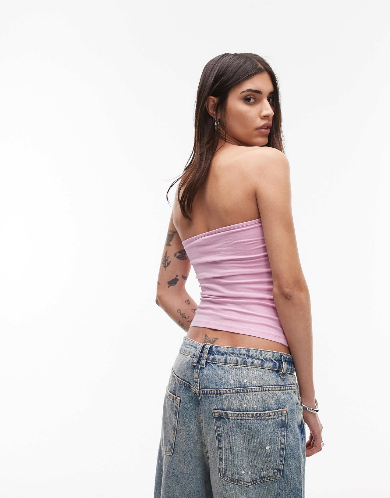 Topshop longline bandeau in pink