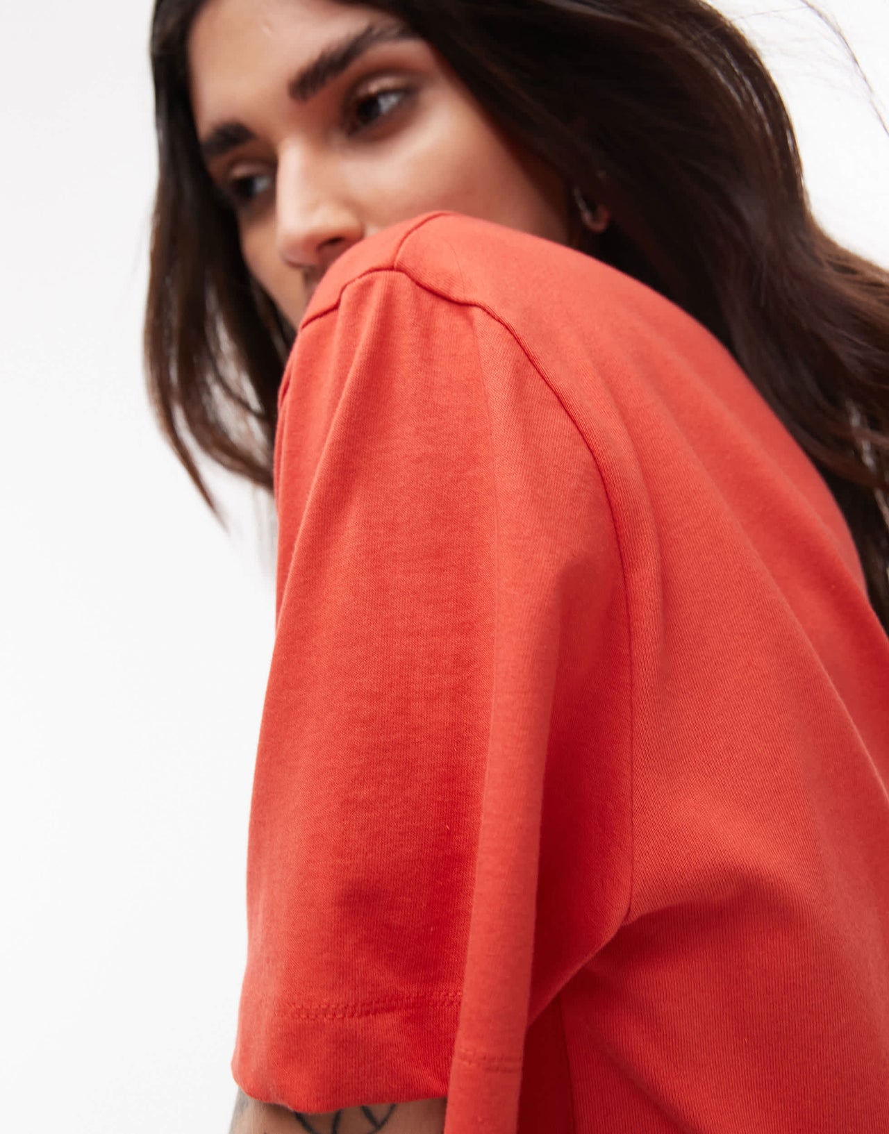 Topshop premium basic short sleeve tee in rust red