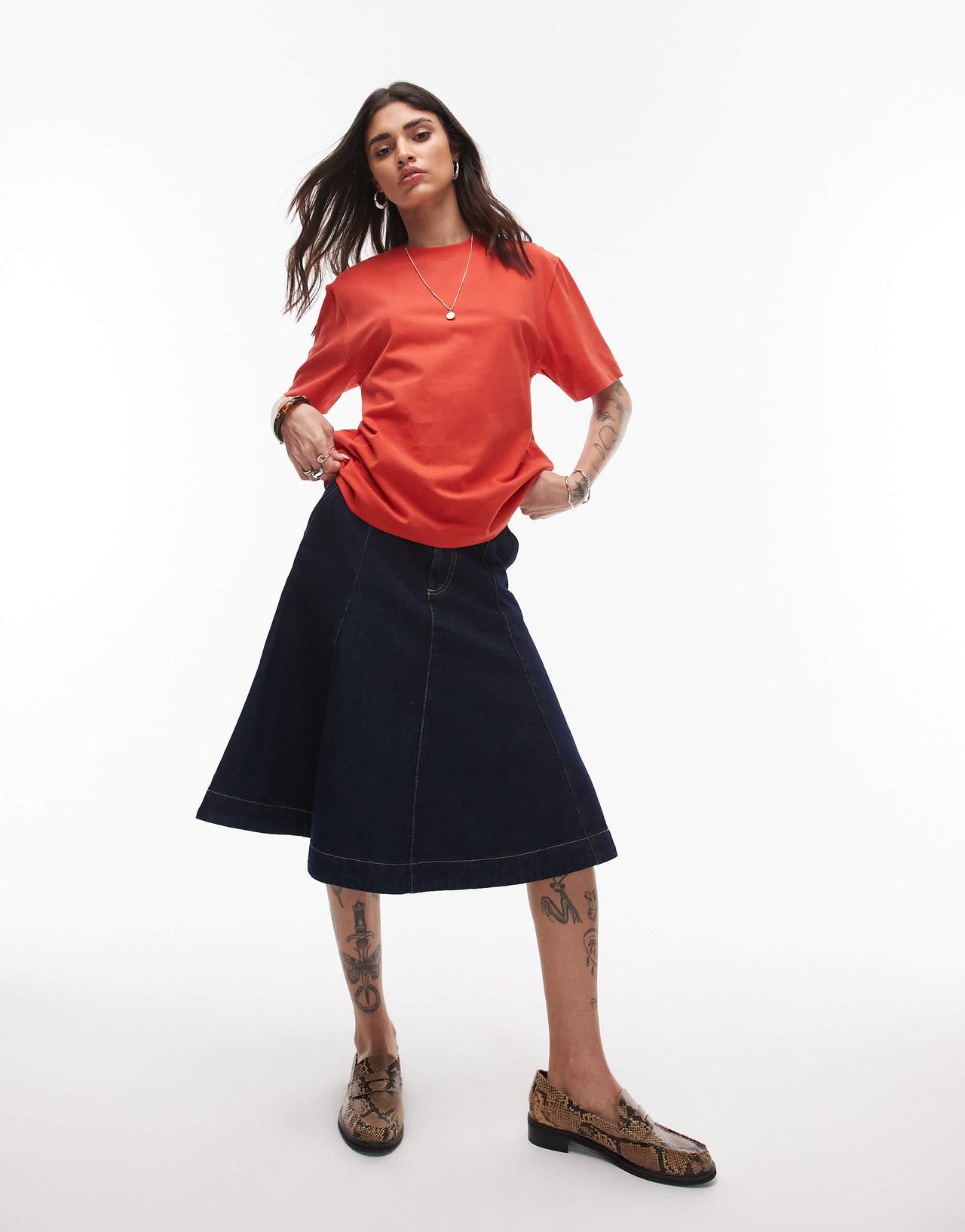 Topshop premium basic short sleeve tee in rust red
