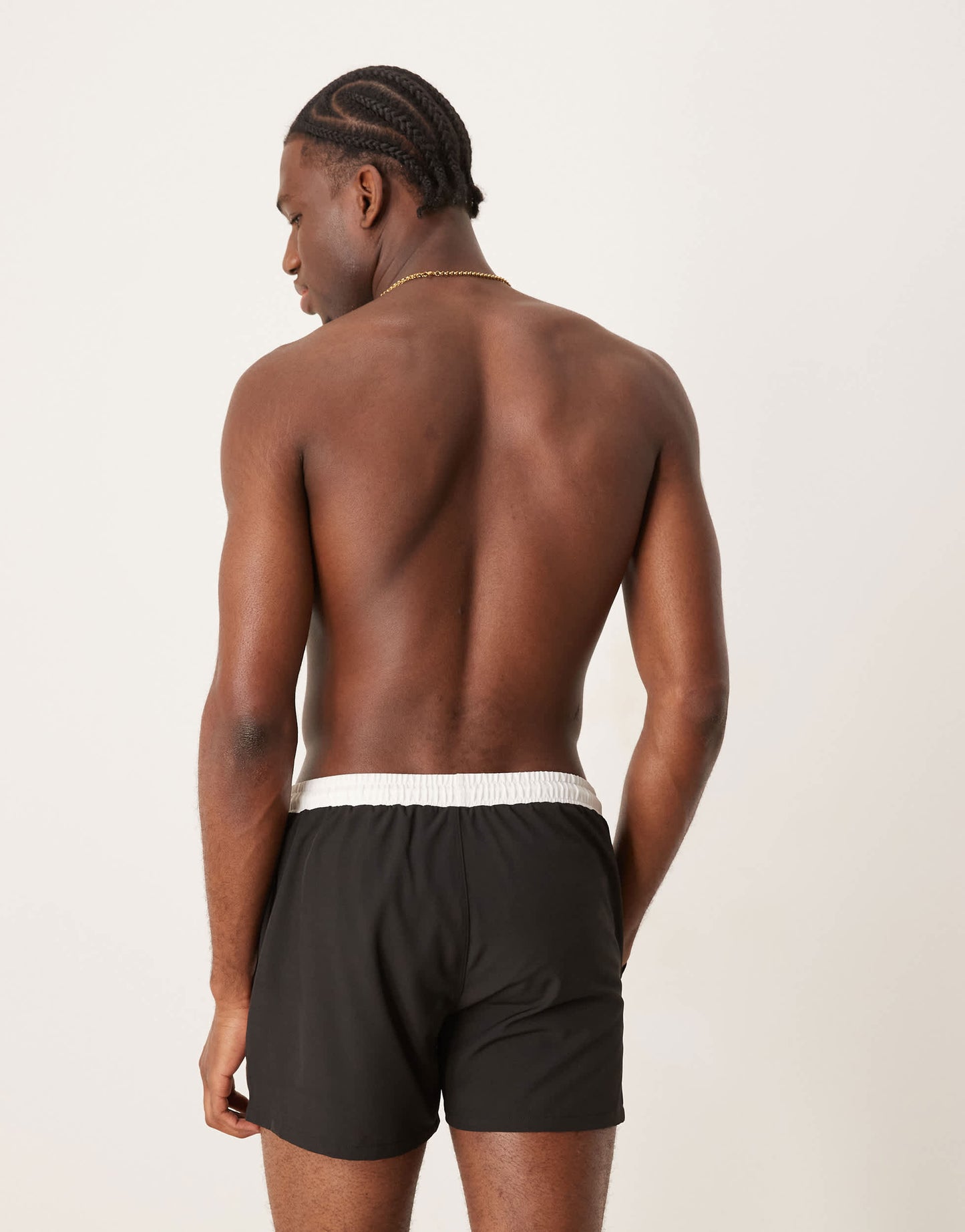 Free Society contrast trim swim short in black and white