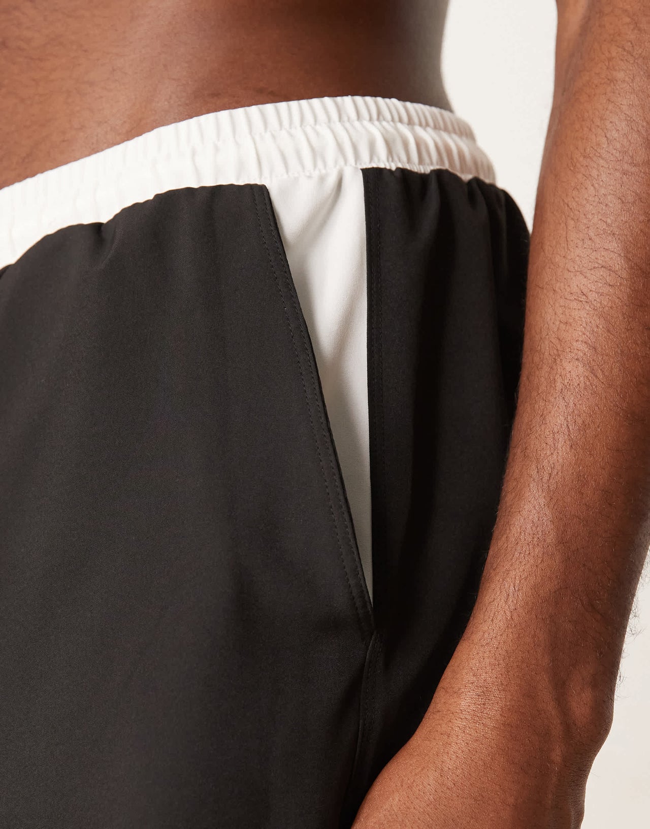Free Society contrast trim swim short in black and white
