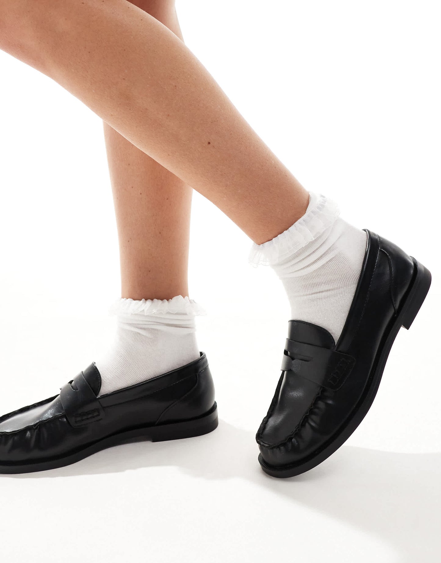 Pull&Bear flat loafers in black