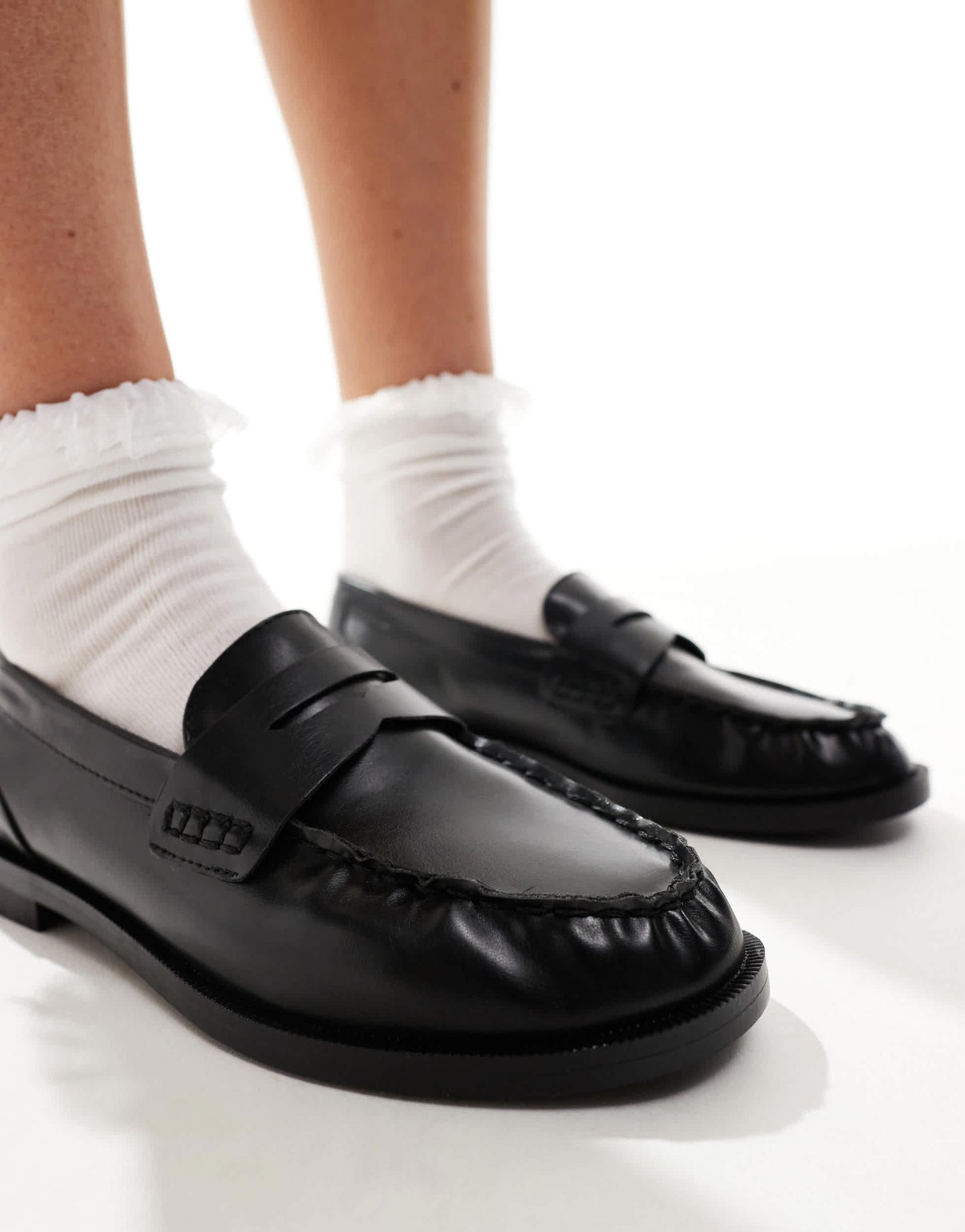 Pull&Bear flat loafers in black