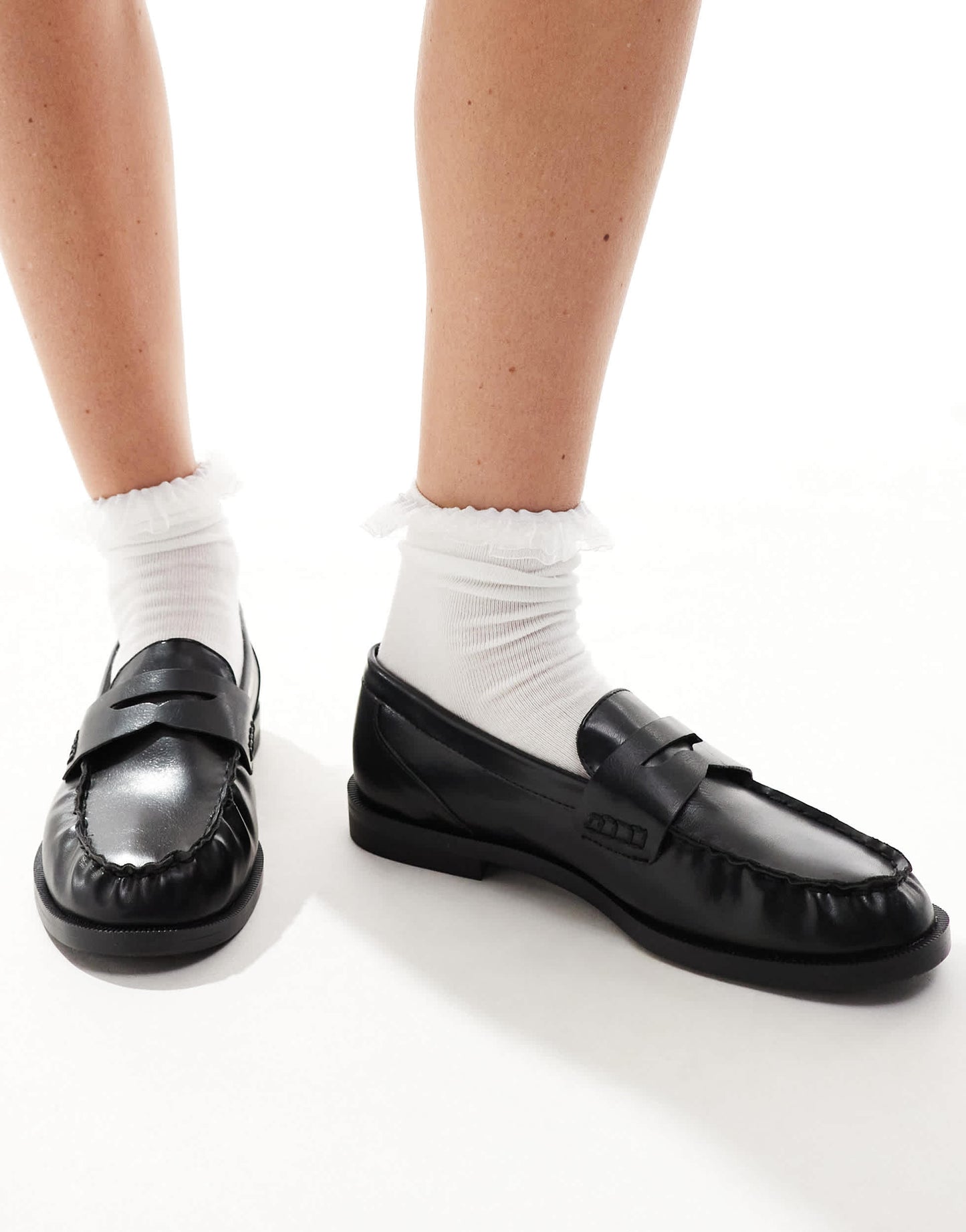 Pull&Bear flat loafers in black