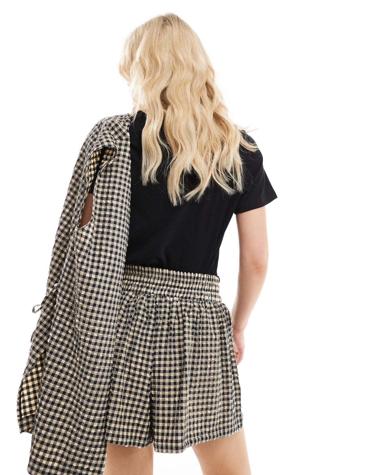 ASOS DESIGN textured pull on boxer shorts co-ord in gingham