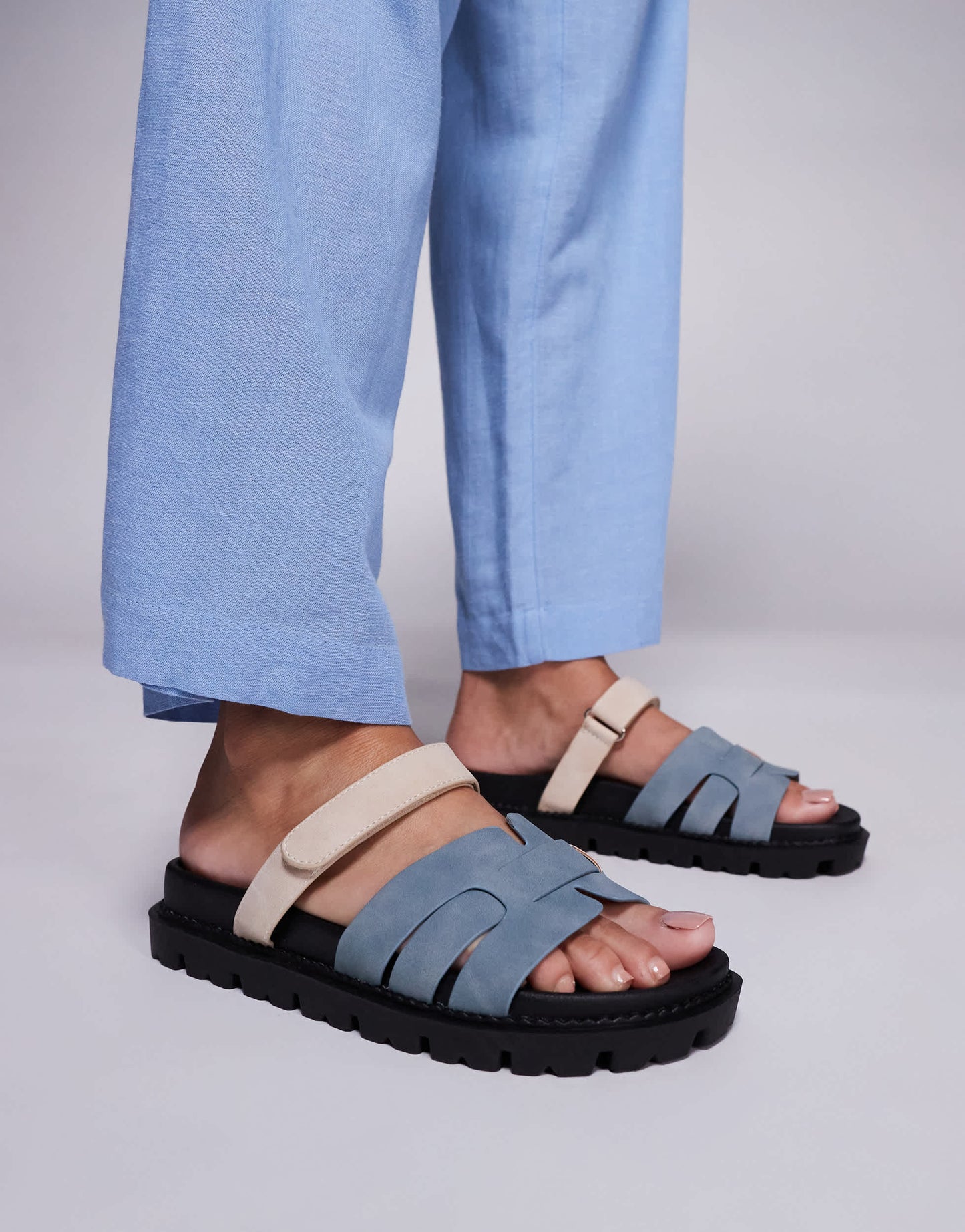 Simmi London Adelle mule sandals with strap in blue