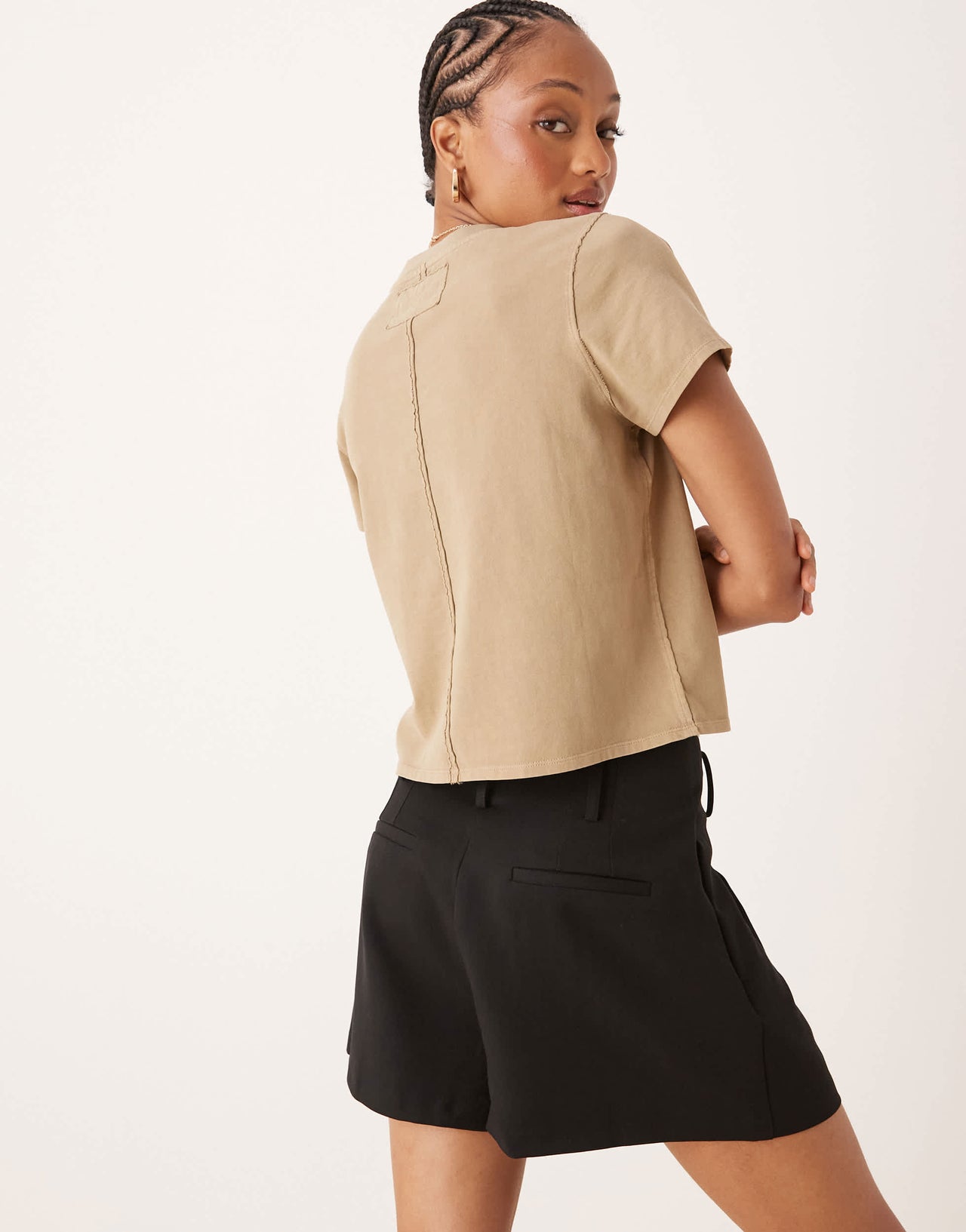 ASOS DESIGN Tall tailored high waist belted shorts in black