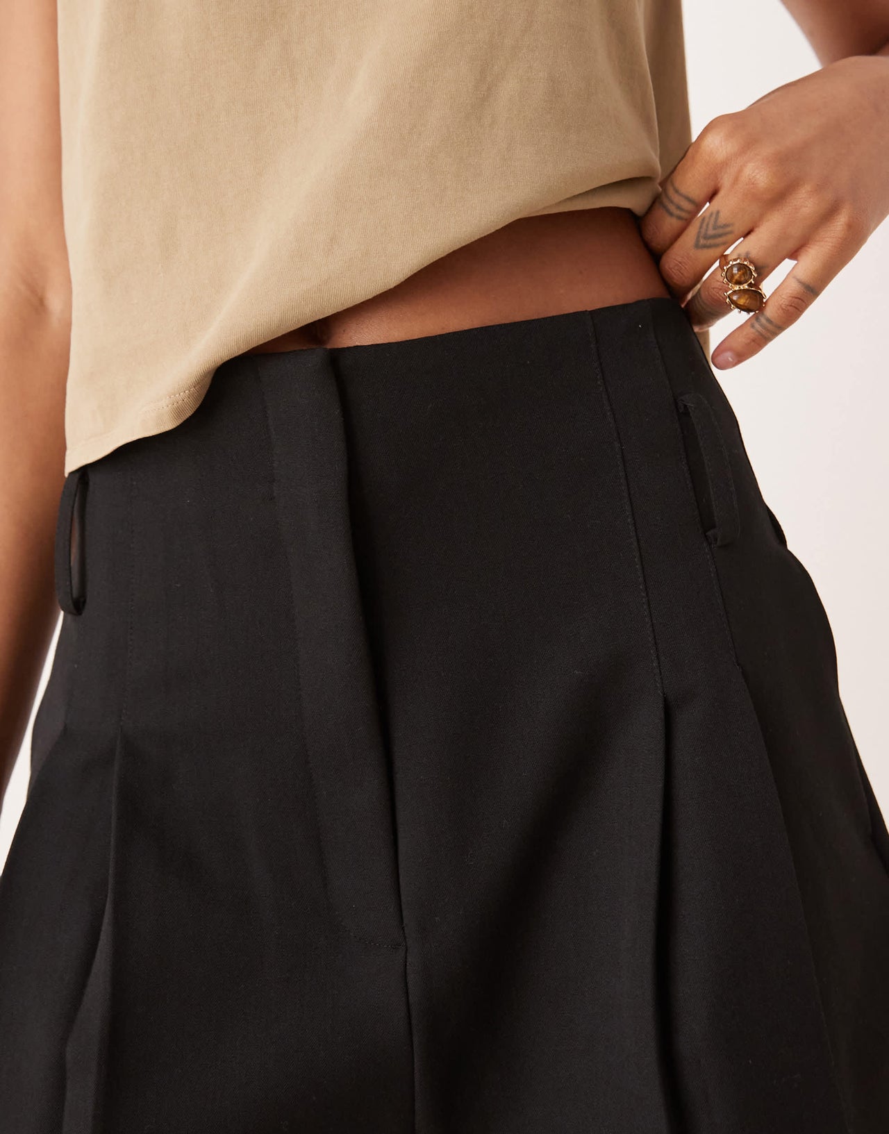 ASOS DESIGN Tall tailored high waist belted shorts in black