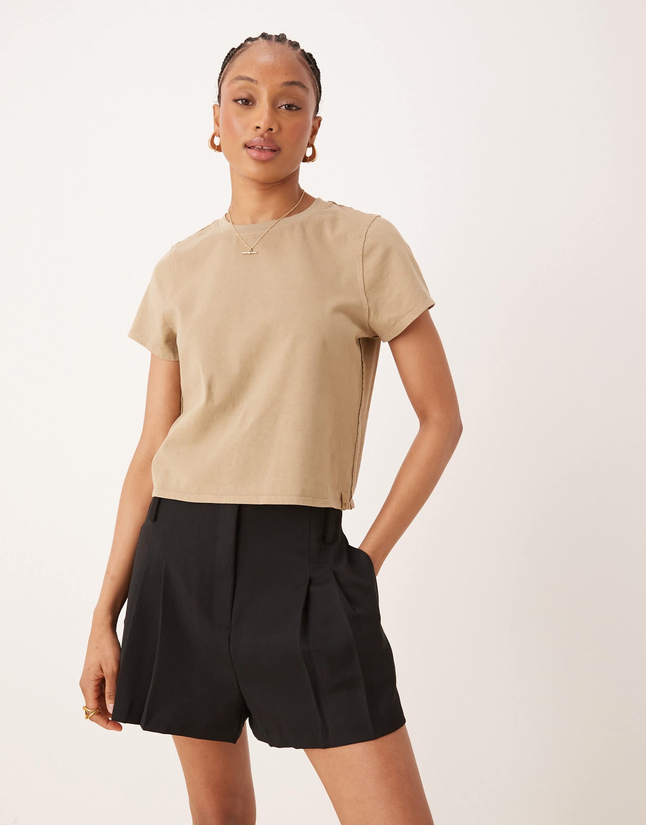 ASOS DESIGN Tall tailored high waist belted shorts in black