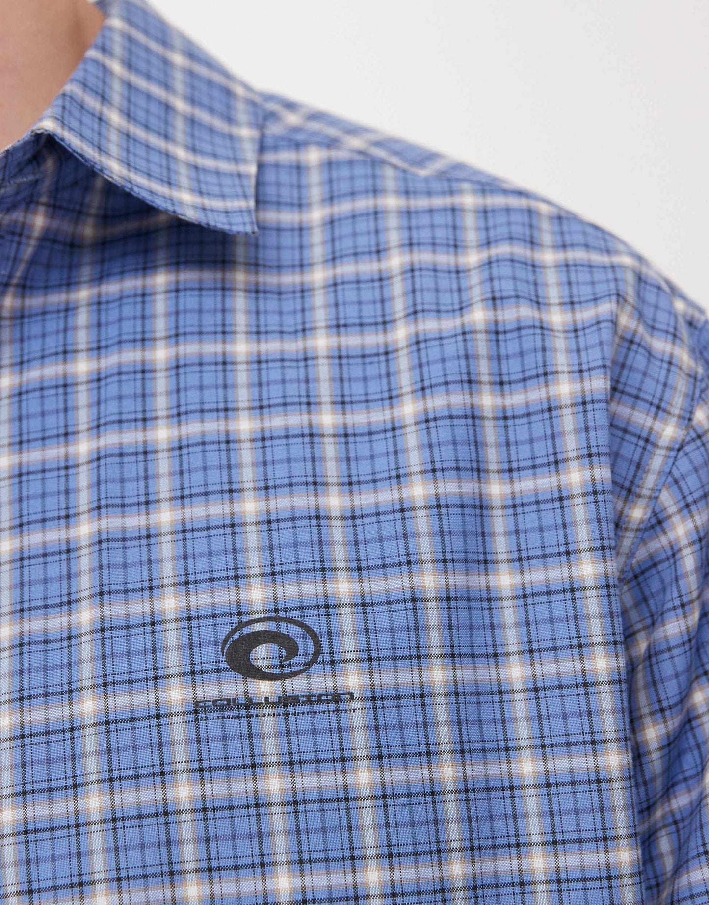 COLLUSION long sleeve check shirt in blue