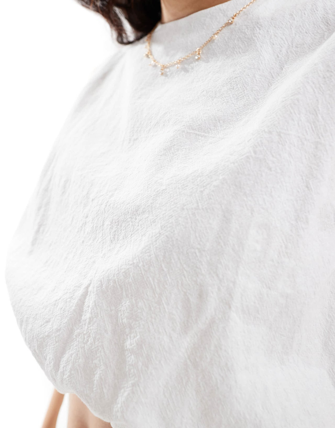 4th & Reckless poplin structured cropped bubble top co-ord in white