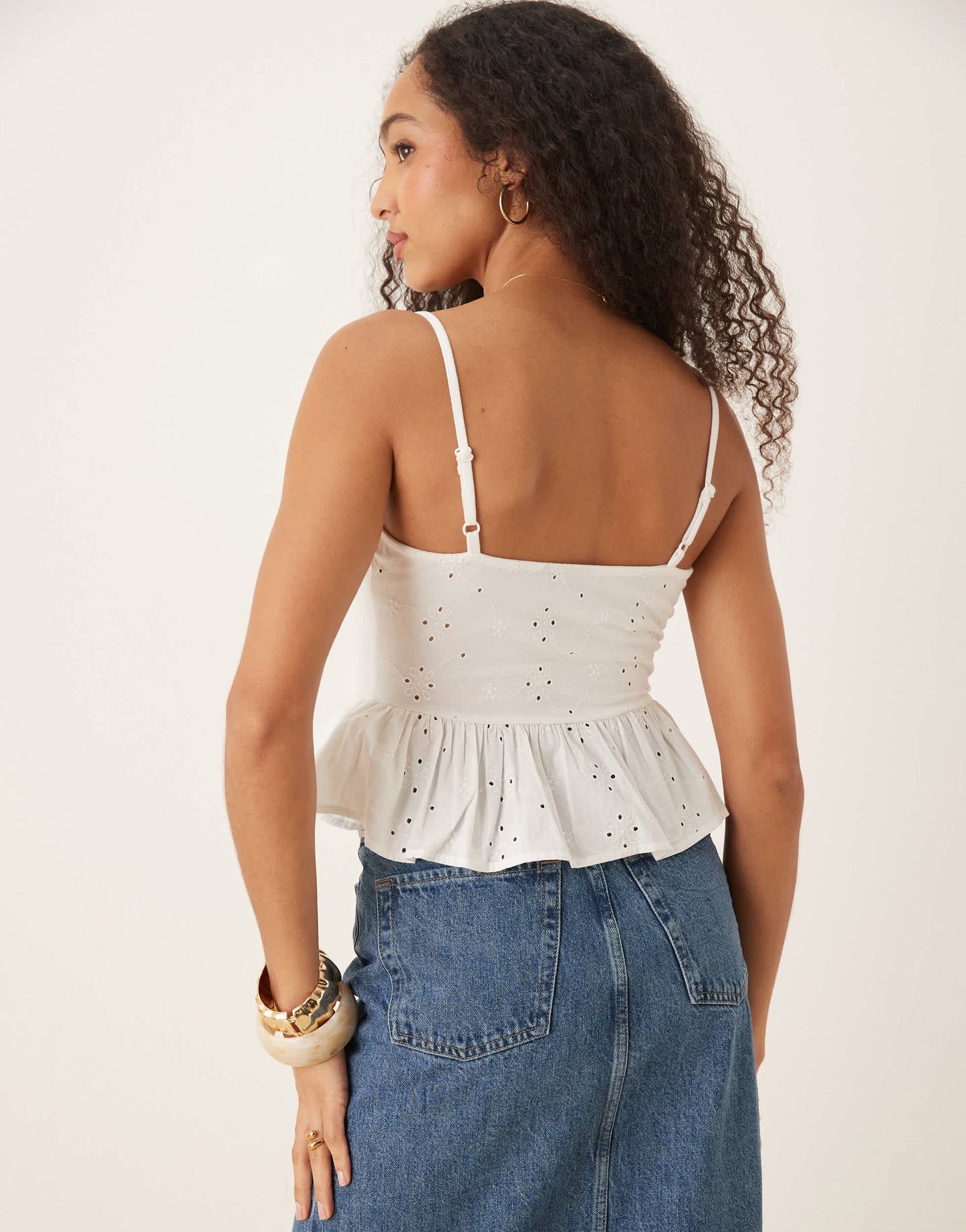 ASOS DESIGN gathered bust peplum hem tie front cami top