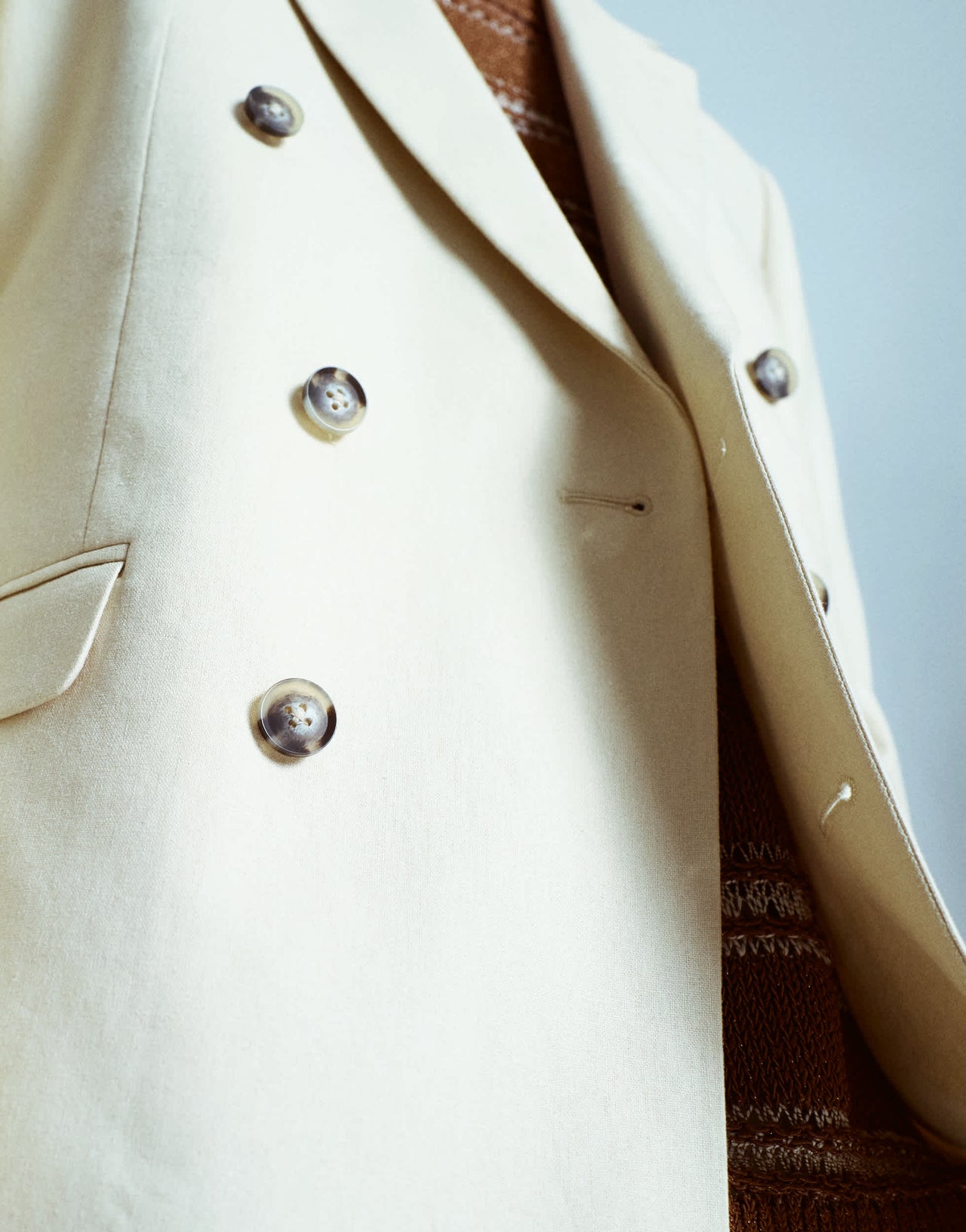 Topman double breasted linen blend blazer in stone
