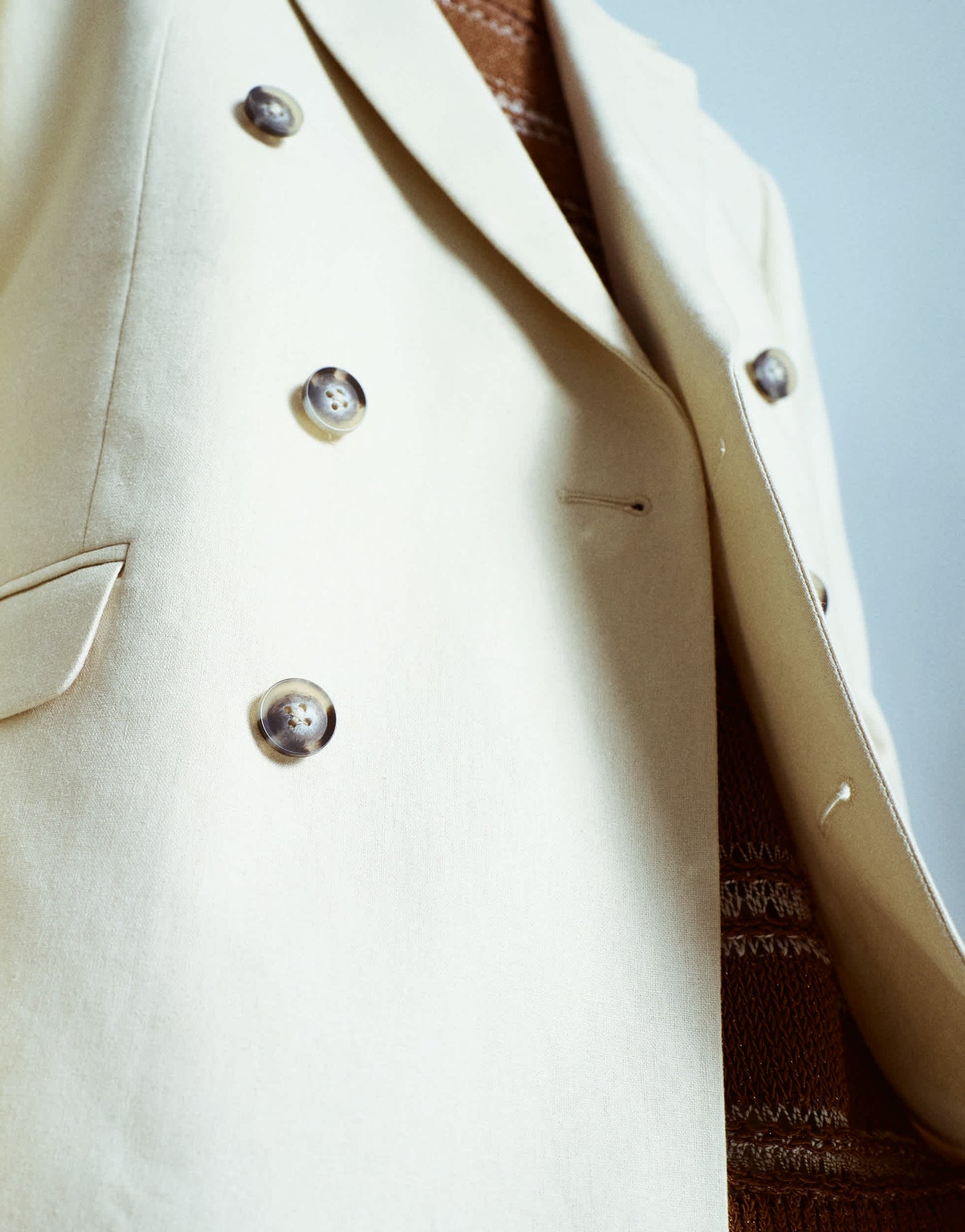 Topman double breasted linen blend blazer in stone