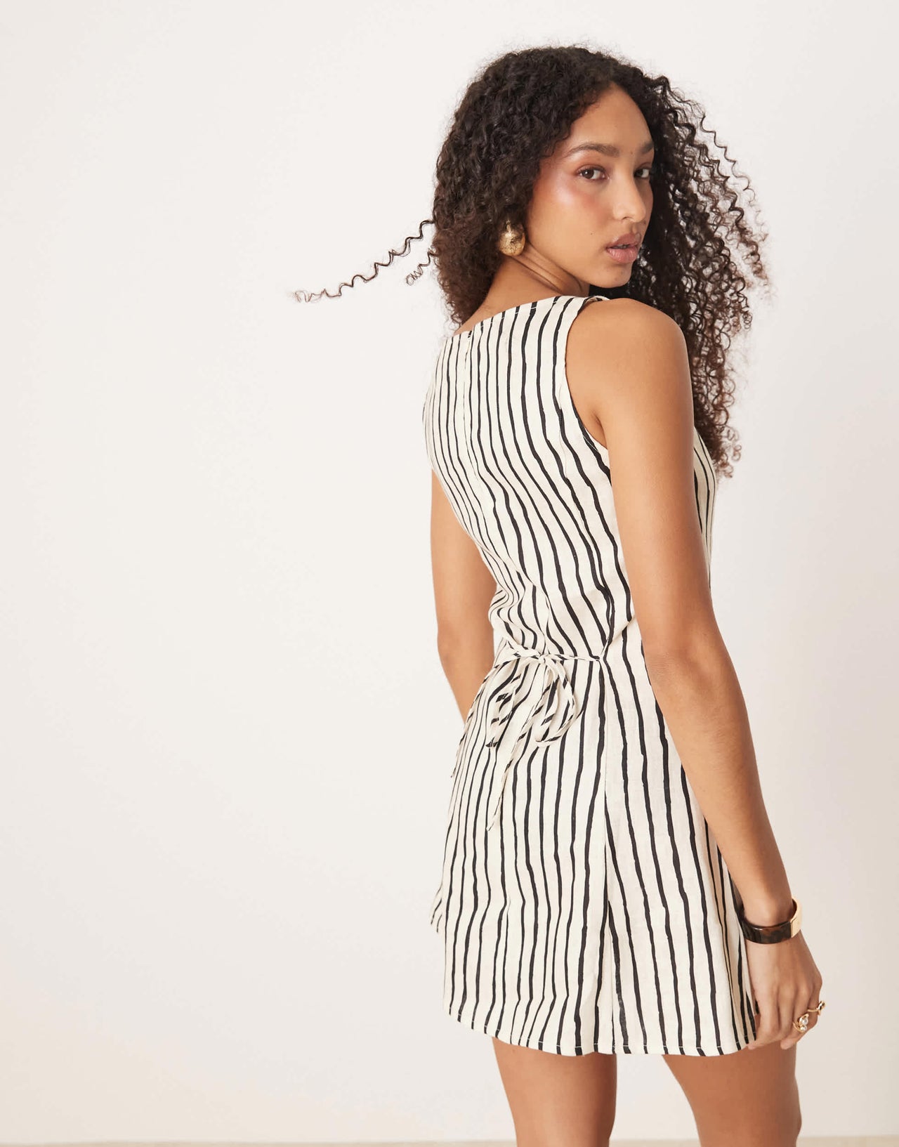 VRG GRL chloe linen mini dress in stripe