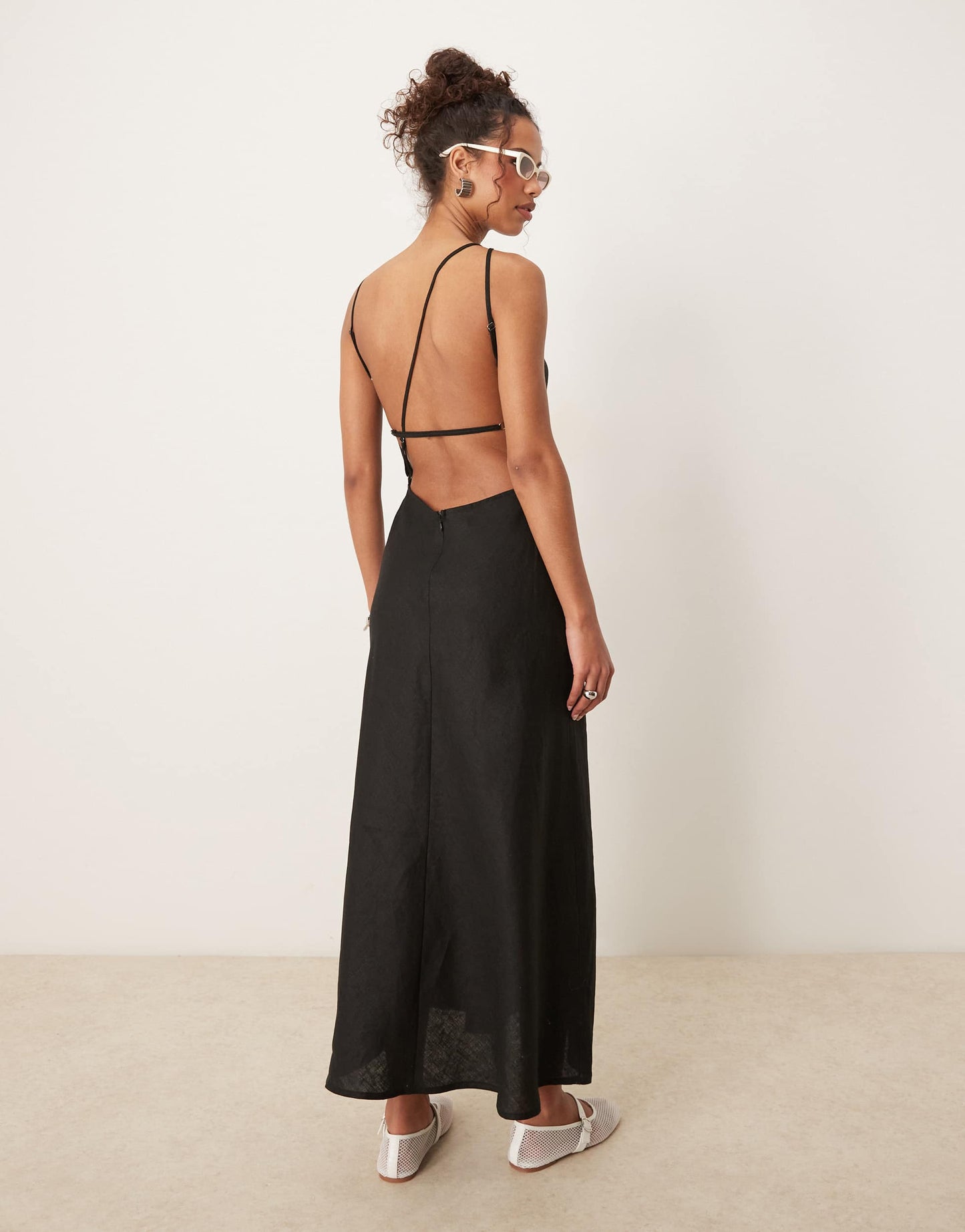 VRG GRL opal sleeveless linen maxi dress in black