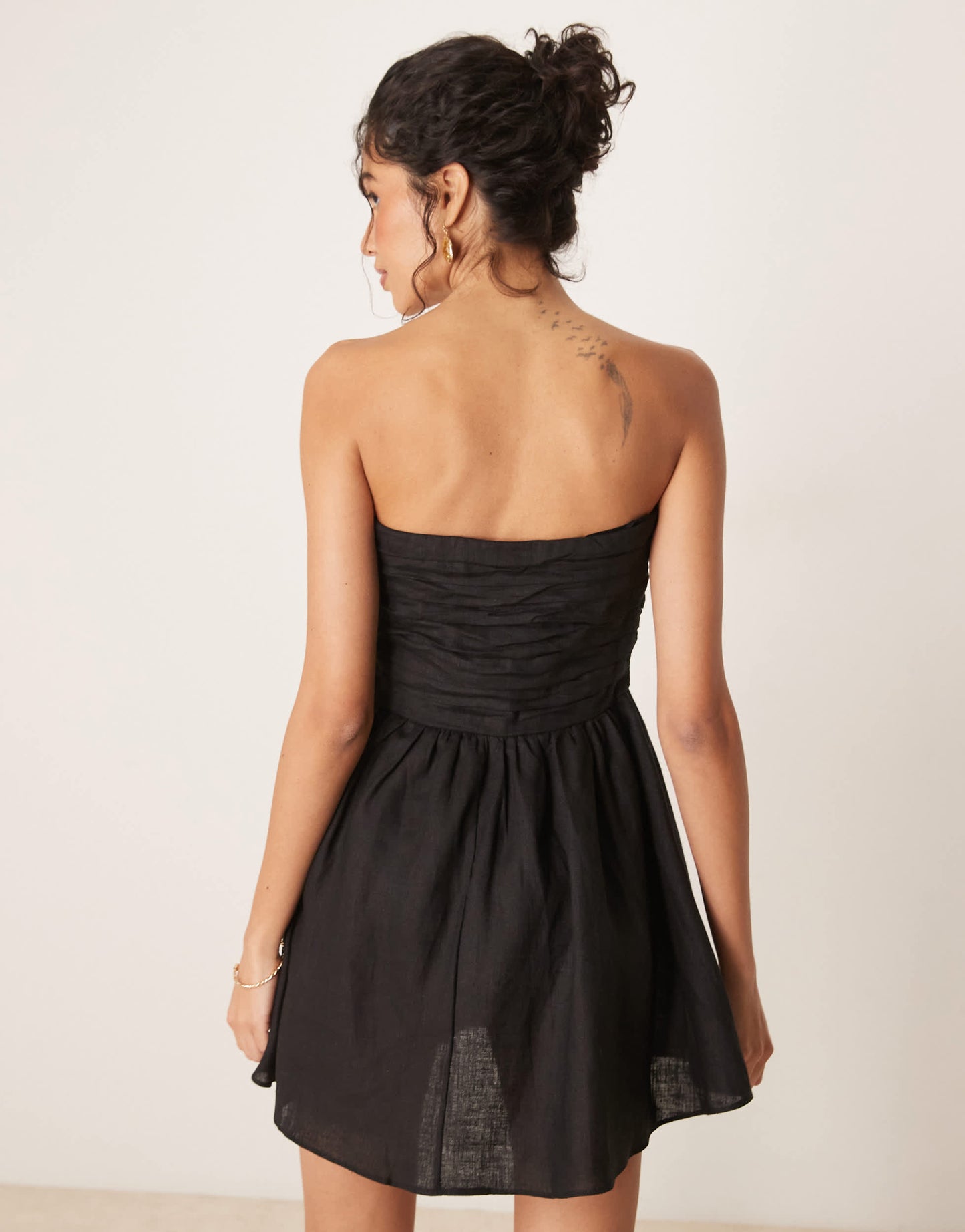 VRG GRL saint malo tube linen mini dress in black