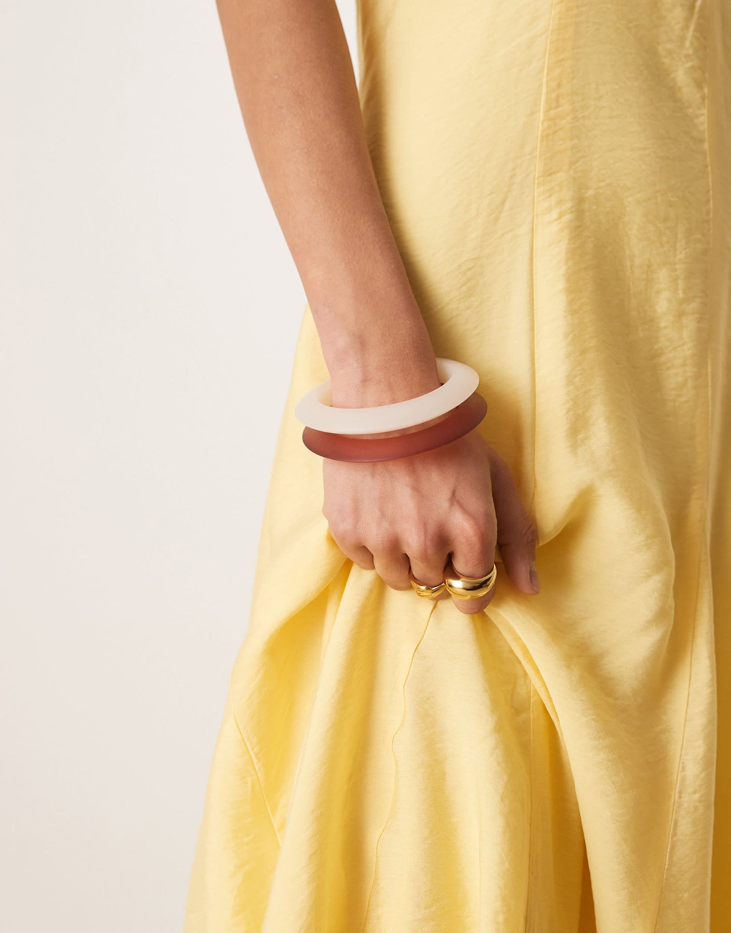 Selected structured long dress in pale yellow
