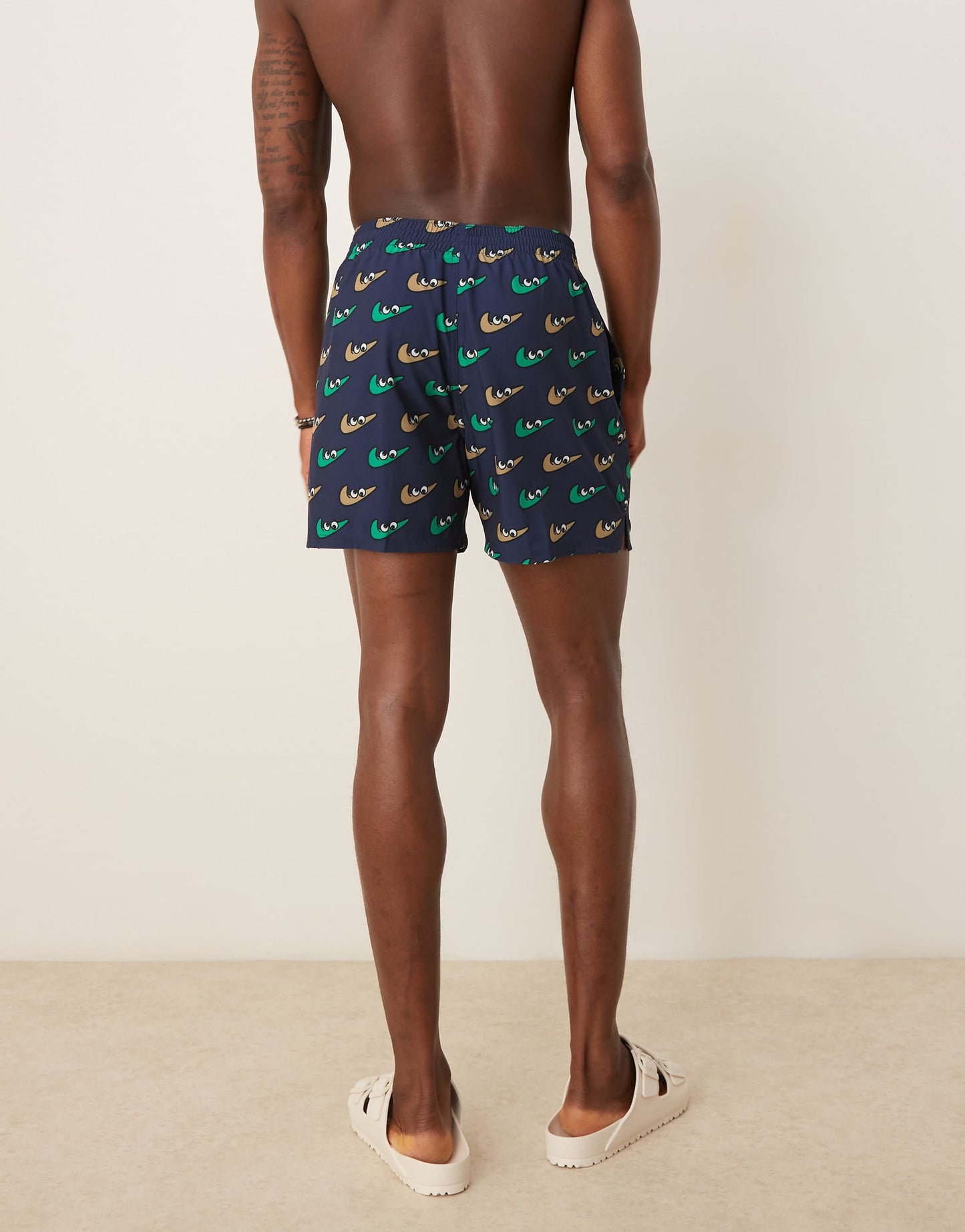 Nike 5 inch Volley multi print swim shorts in navy