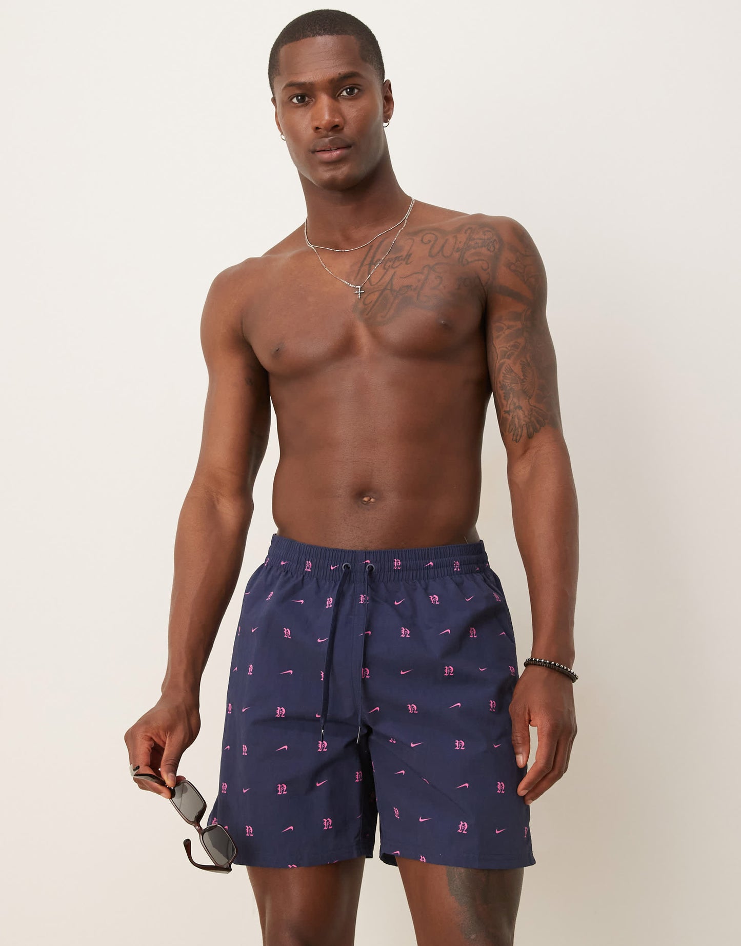 Nike Lux Letter 7 inch Volley swim shorts in navy