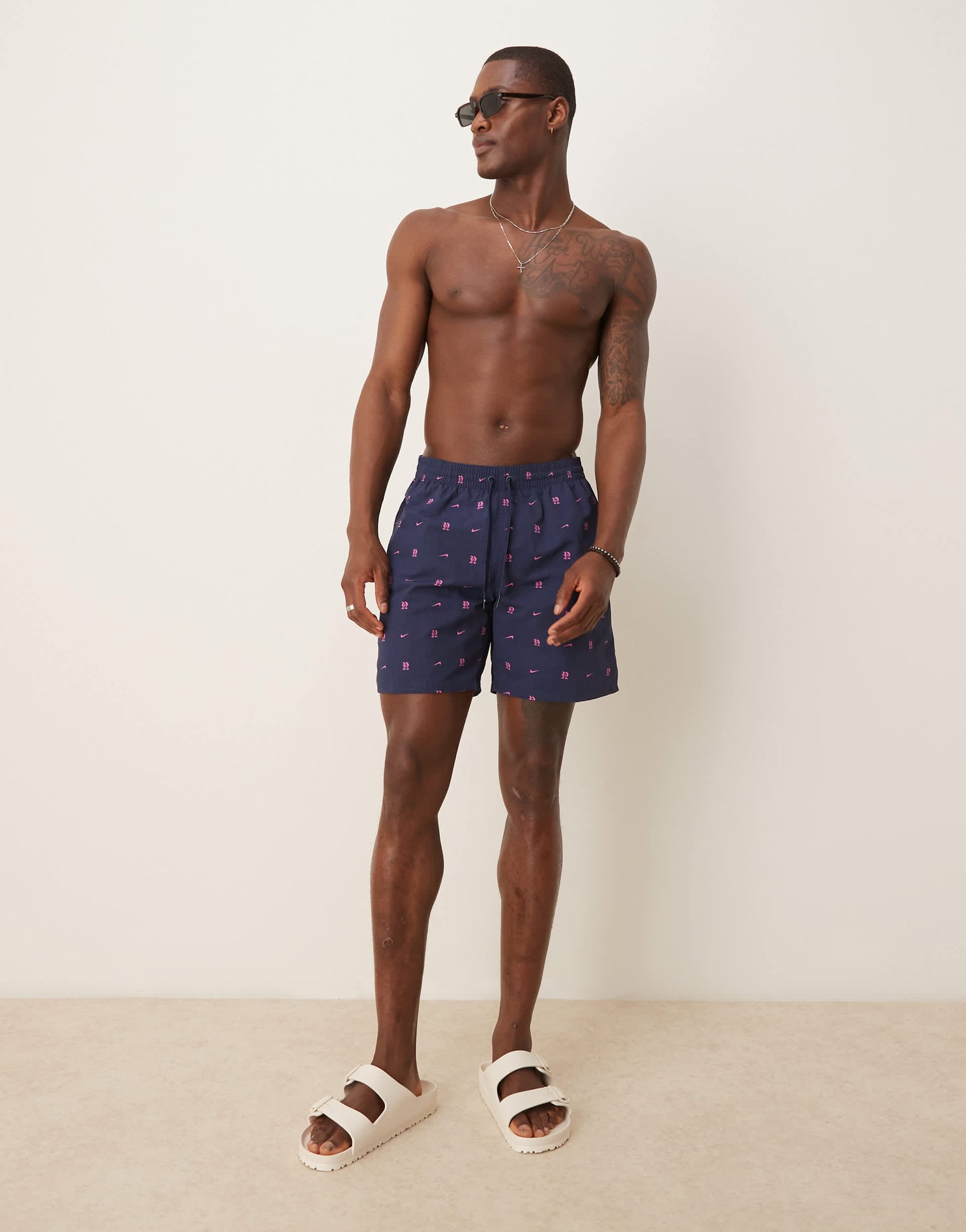 Nike Lux Letter 7 inch Volley swim shorts in navy