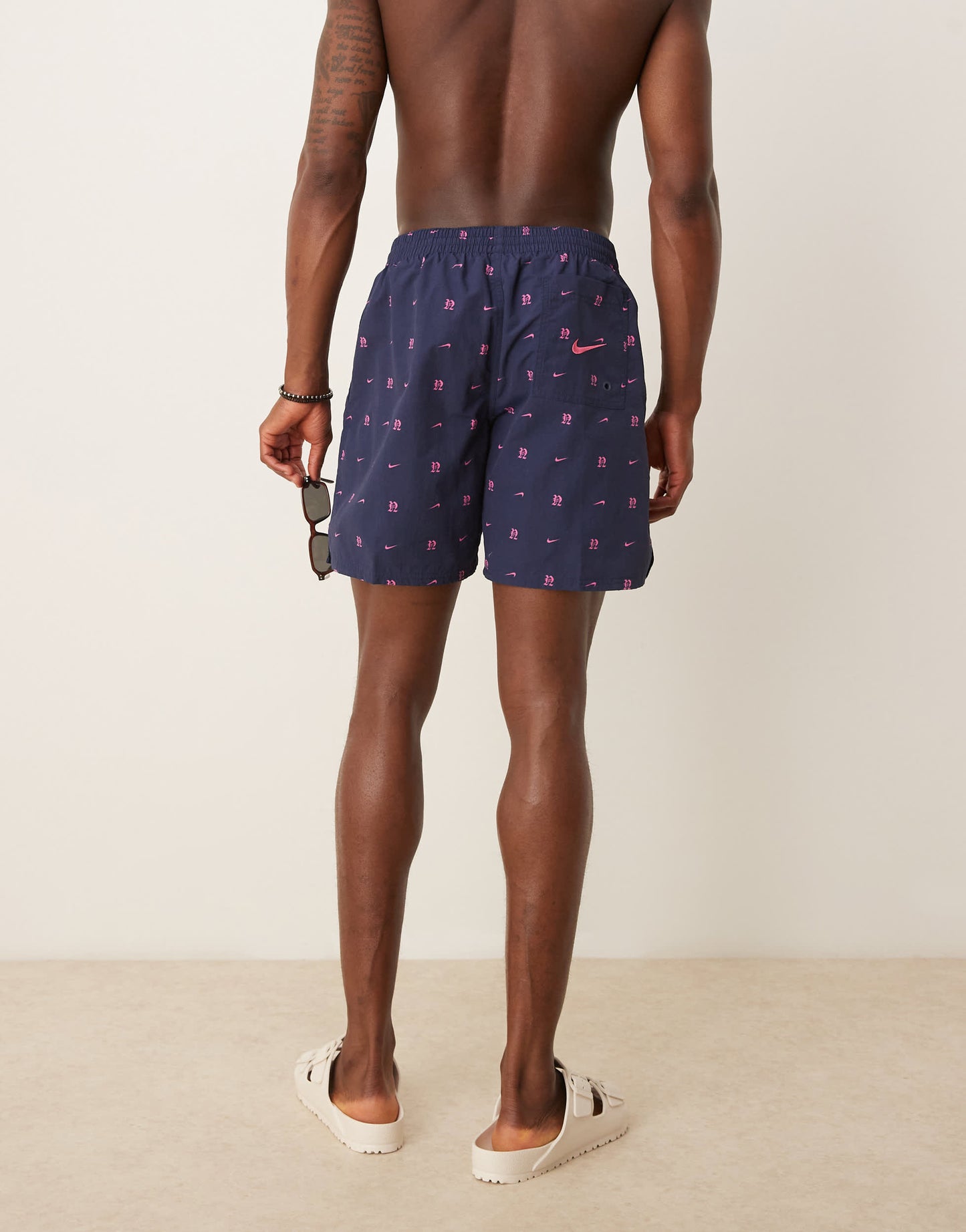 Nike Lux Letter 7 inch Volley swim shorts in navy