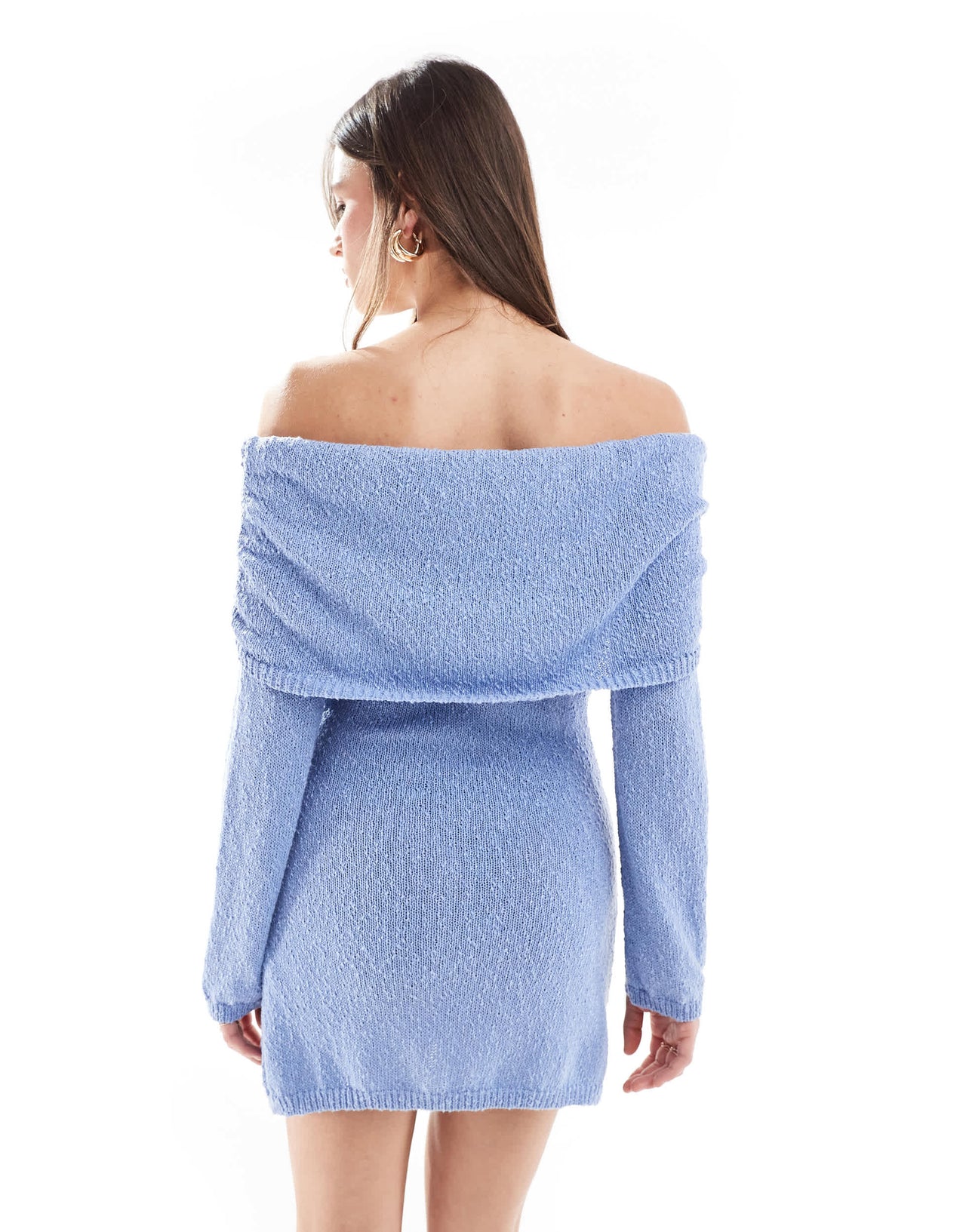 The Frolic exclusive textured knit bardot mini dress in blue