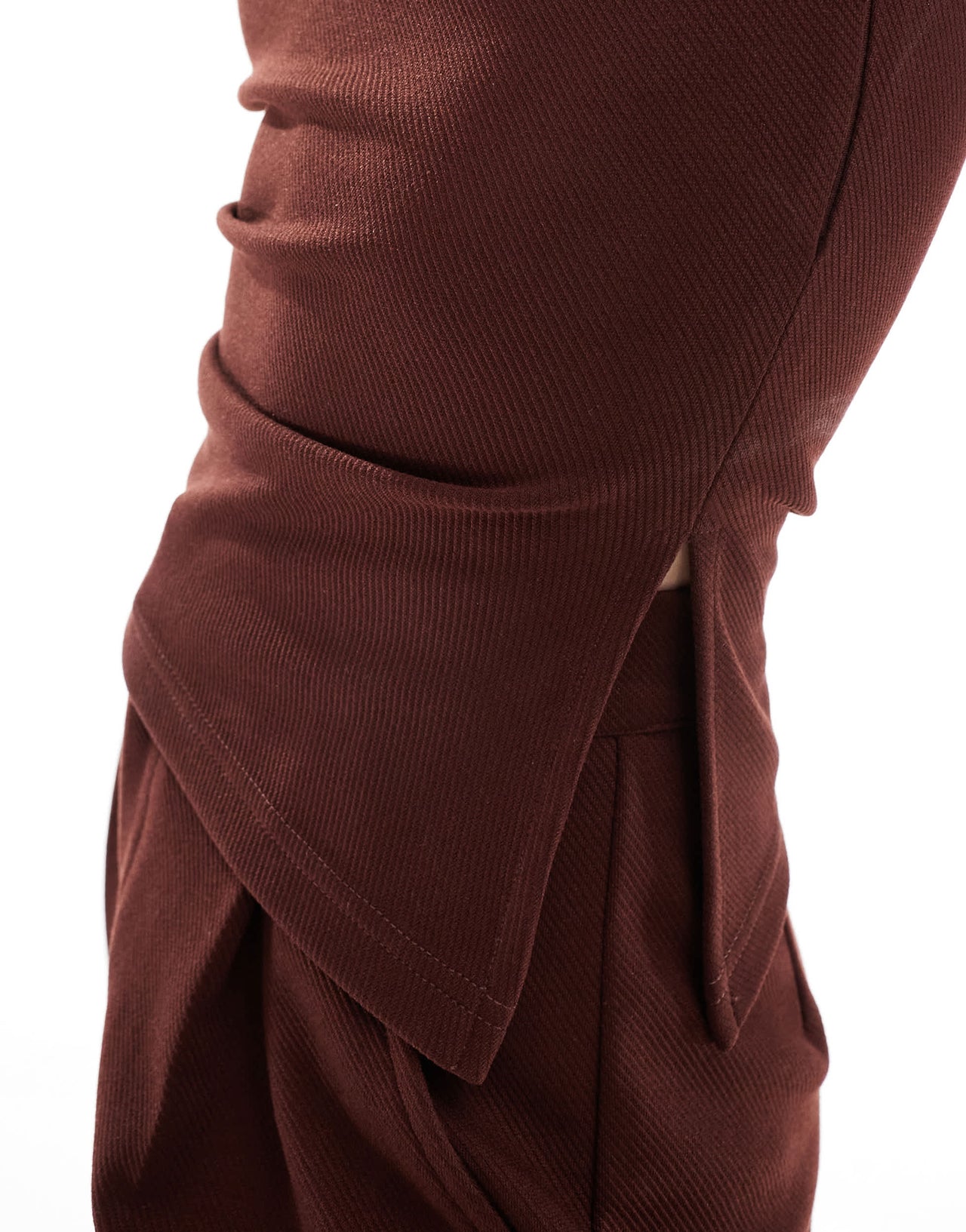 ASOS DESIGN co-ord strapless ruched side bandeau top in chocolate