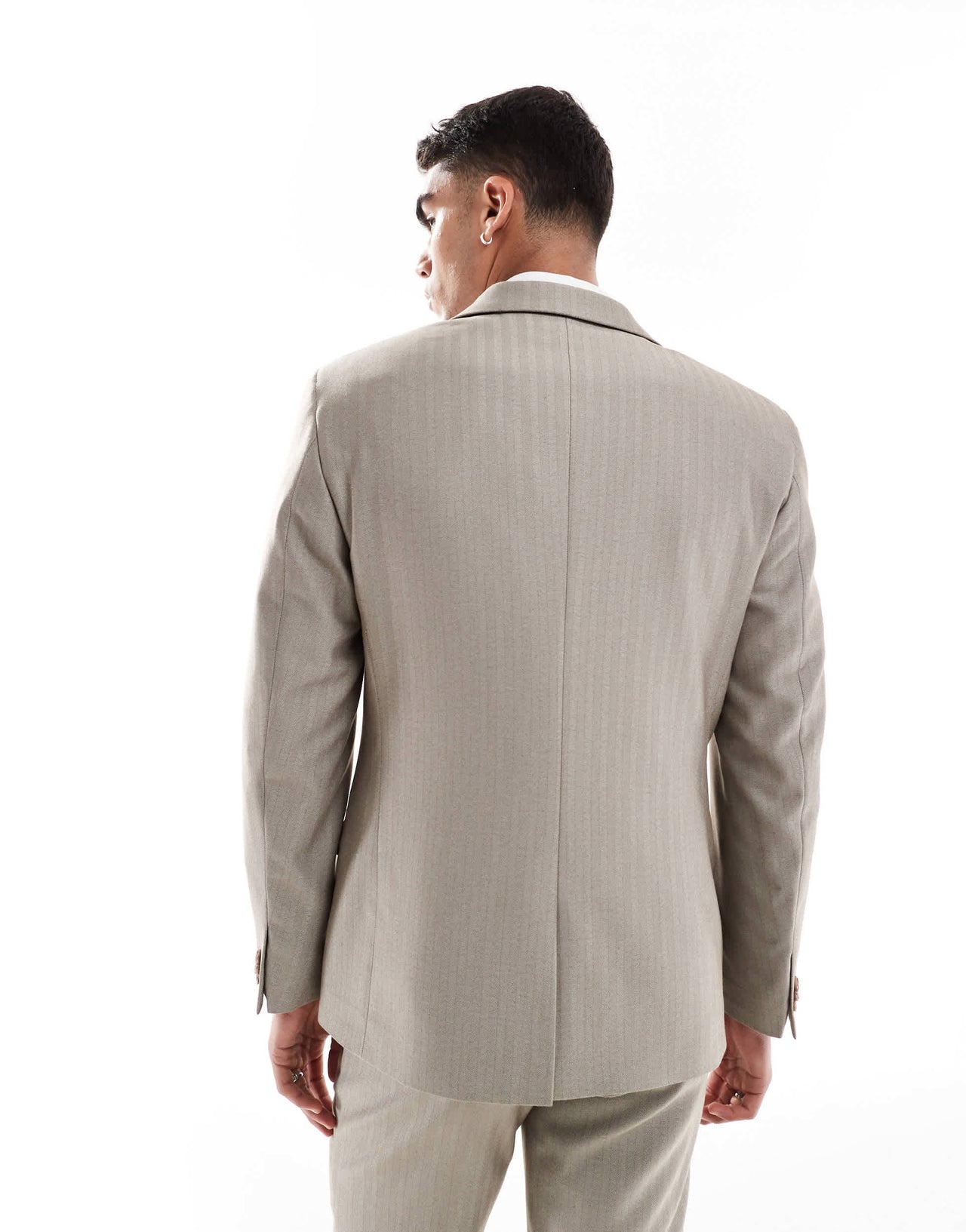 ASOS DESIGN wedding wool mix slim suit jacket in brown herringbone