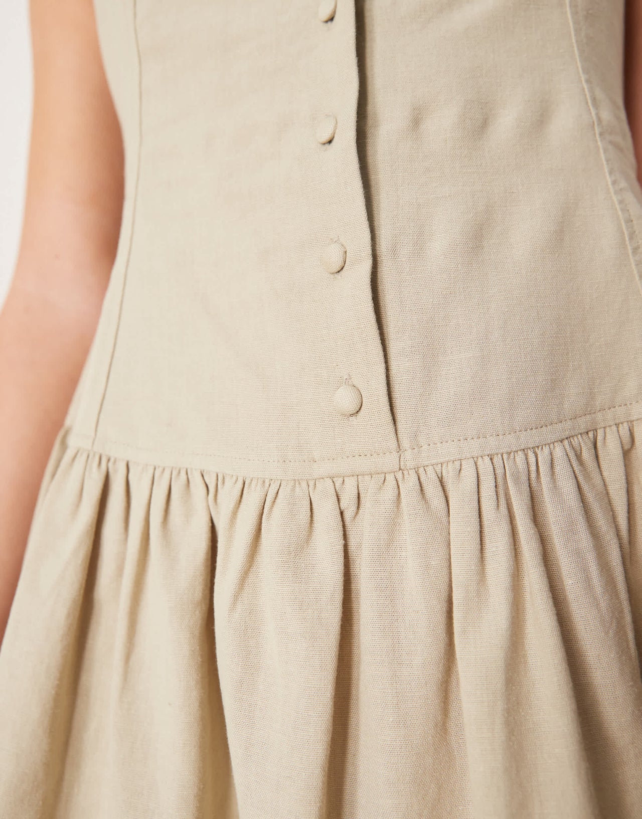 ASOS DESIGN slash neck button down dropped waist mini dress in putty