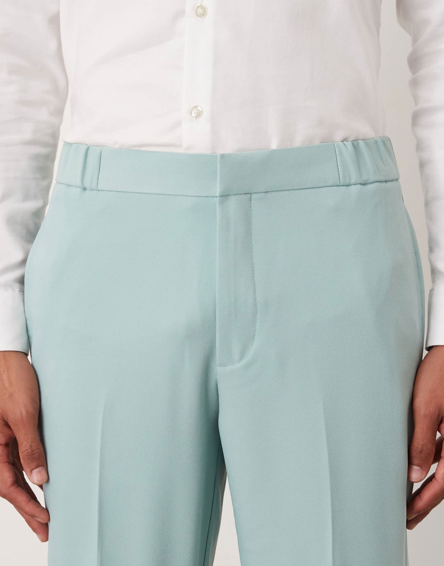 ASOS DESIGN linen look straight leg trousers in blue twill