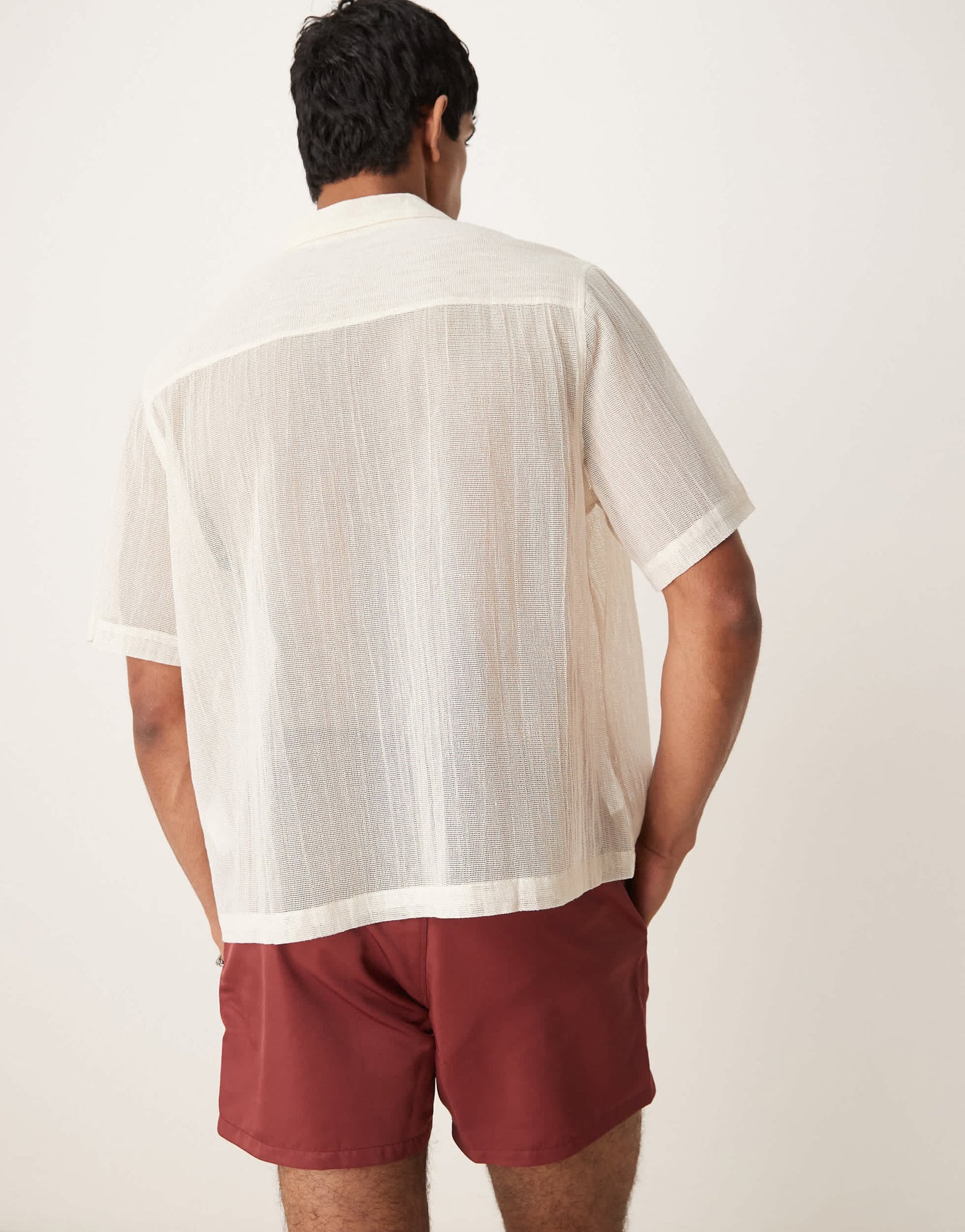 ASOS DESIGN co-ord boxy revere shirt with chest embroidery in cream